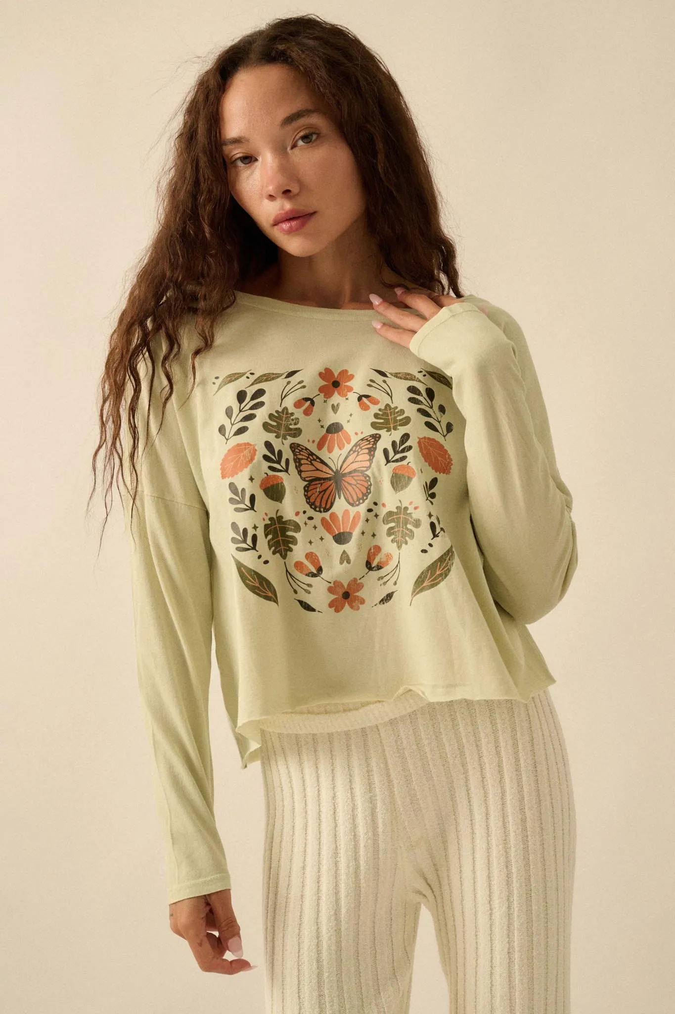 Monarch Season Long-Sleeve Butterfly Graphic Tee sold by Promesa