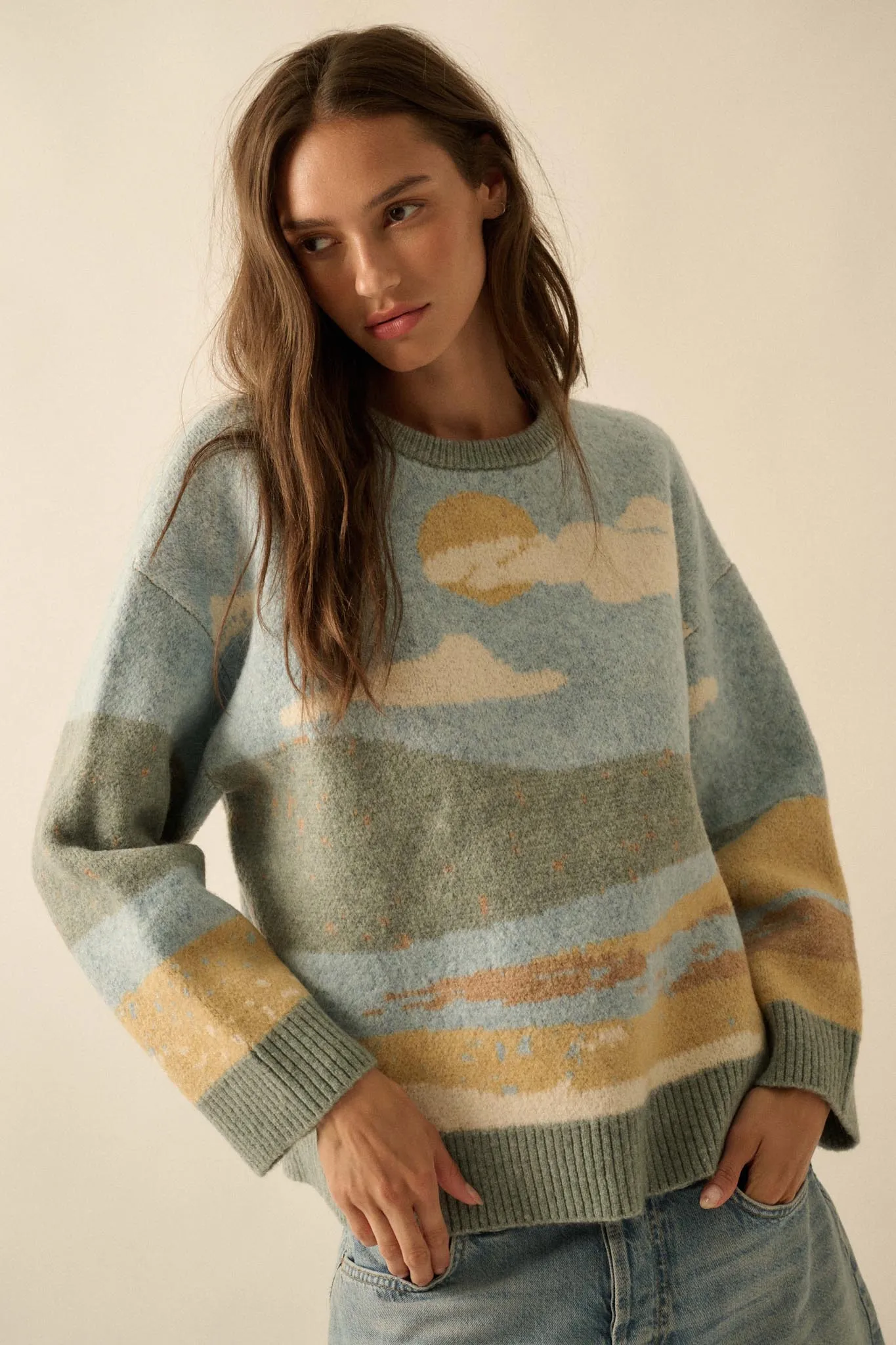 Wonderful World Jacquard-Knit Landscape Sweater sold by Promesa product image thumbnail 5