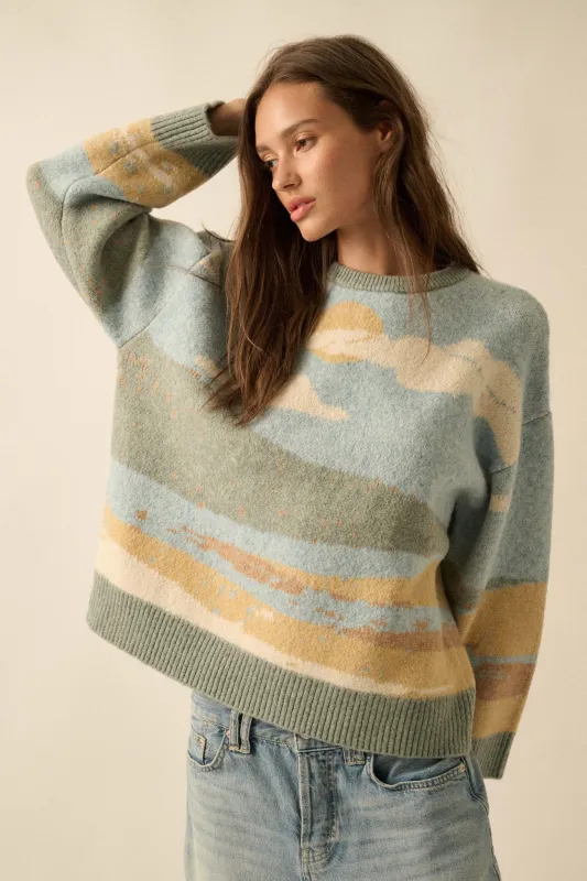 Wonderful World Jacquard-Knit Landscape Sweater sold by Promesa