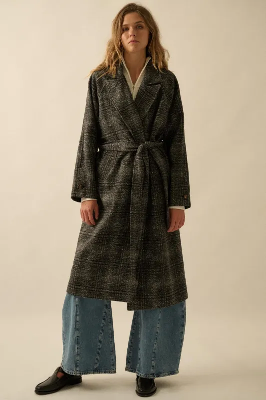 Check Point Plaid Tweed Belted Trench Coat sold by Promesa