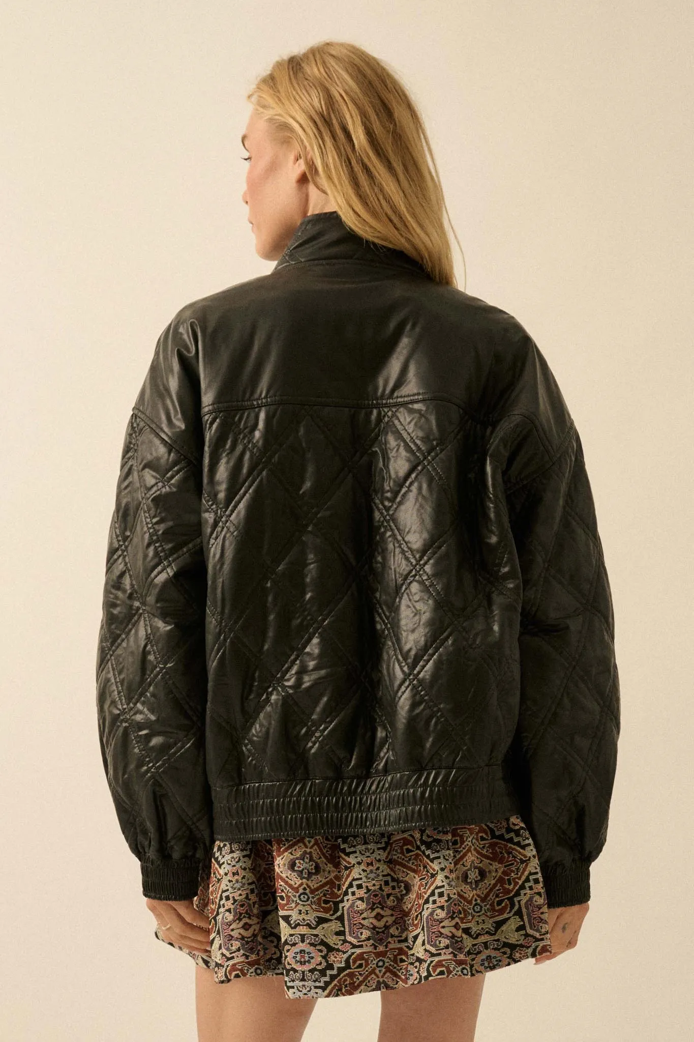 Chill Factor Quilted Vegan Leather Oversize Jacket sold by Promesa product image thumbnail 2
