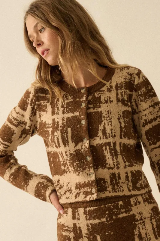 Fair and Square Plaid Jacquard-Knit Cardigan sold by Promesa