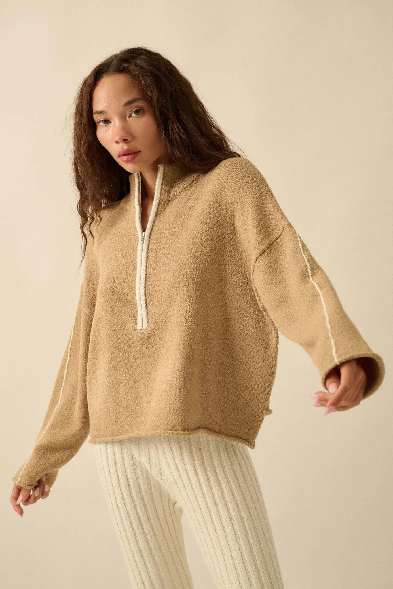 Promise the Label Textured Knit Half-Zip Sweater sold by Promesa product image thumbnail 3
