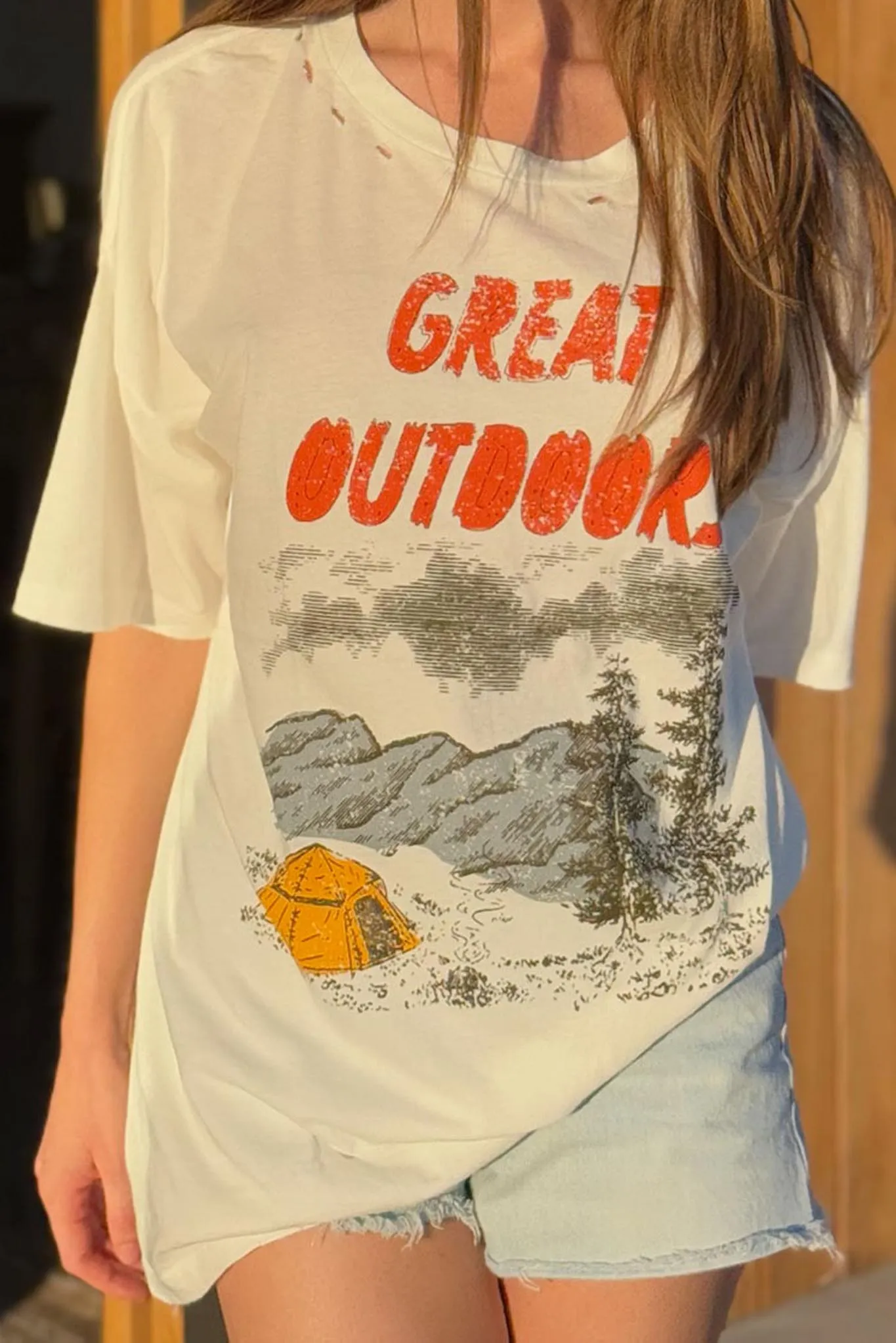 Great Outdoors Distressed Oversize Graphic Tee sold by Promesa product image thumbnail 2