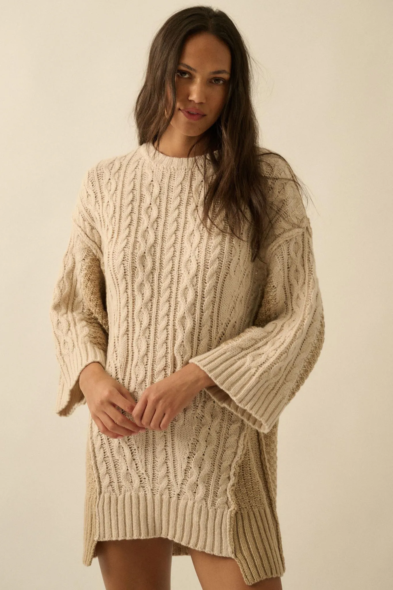 So Together Colorblock Cable Knit Oversize Sweater sold by Promesa product image thumbnail 5