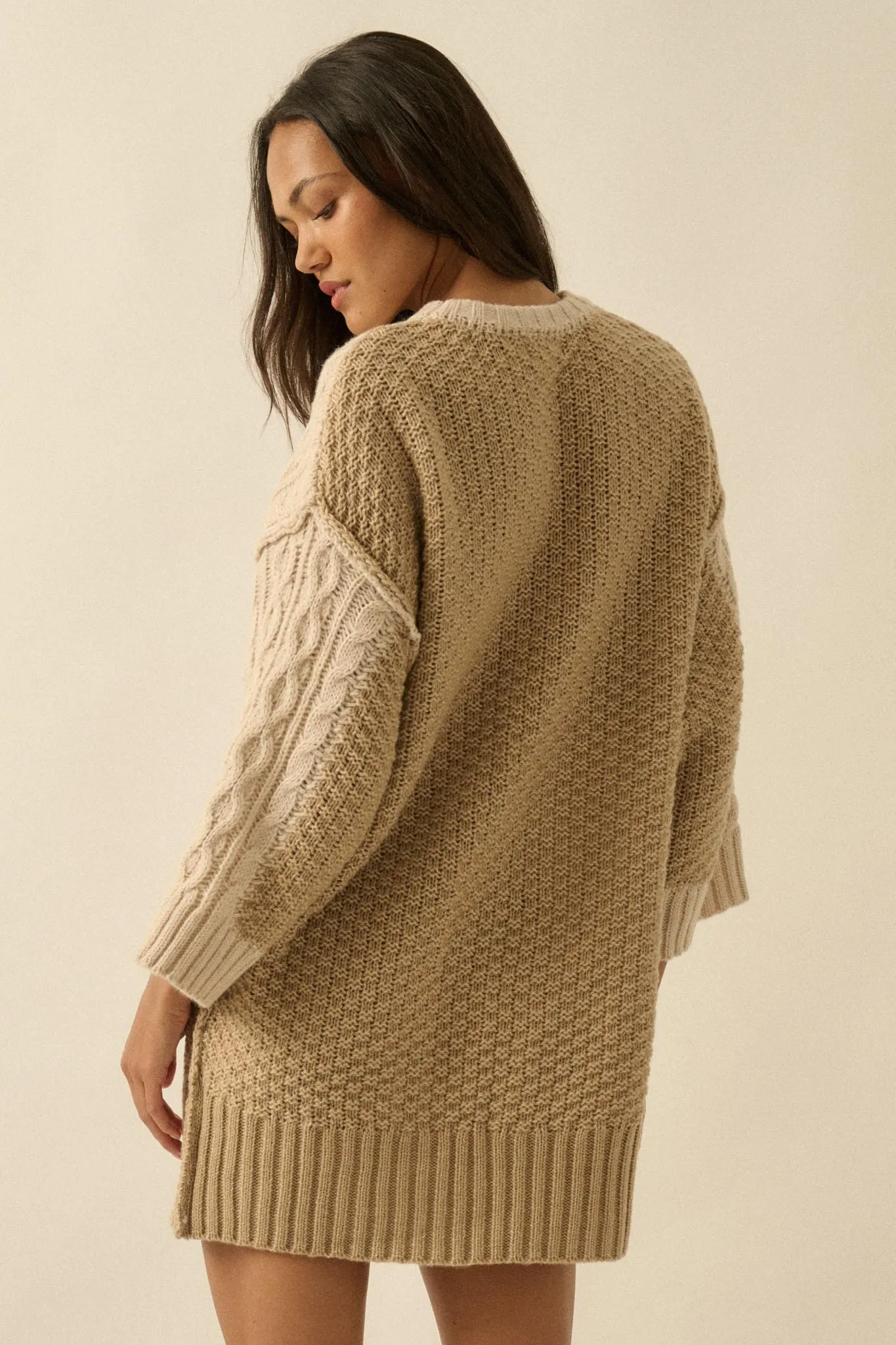 So Together Colorblock Cable Knit Oversize Sweater sold by Promesa product image thumbnail 2