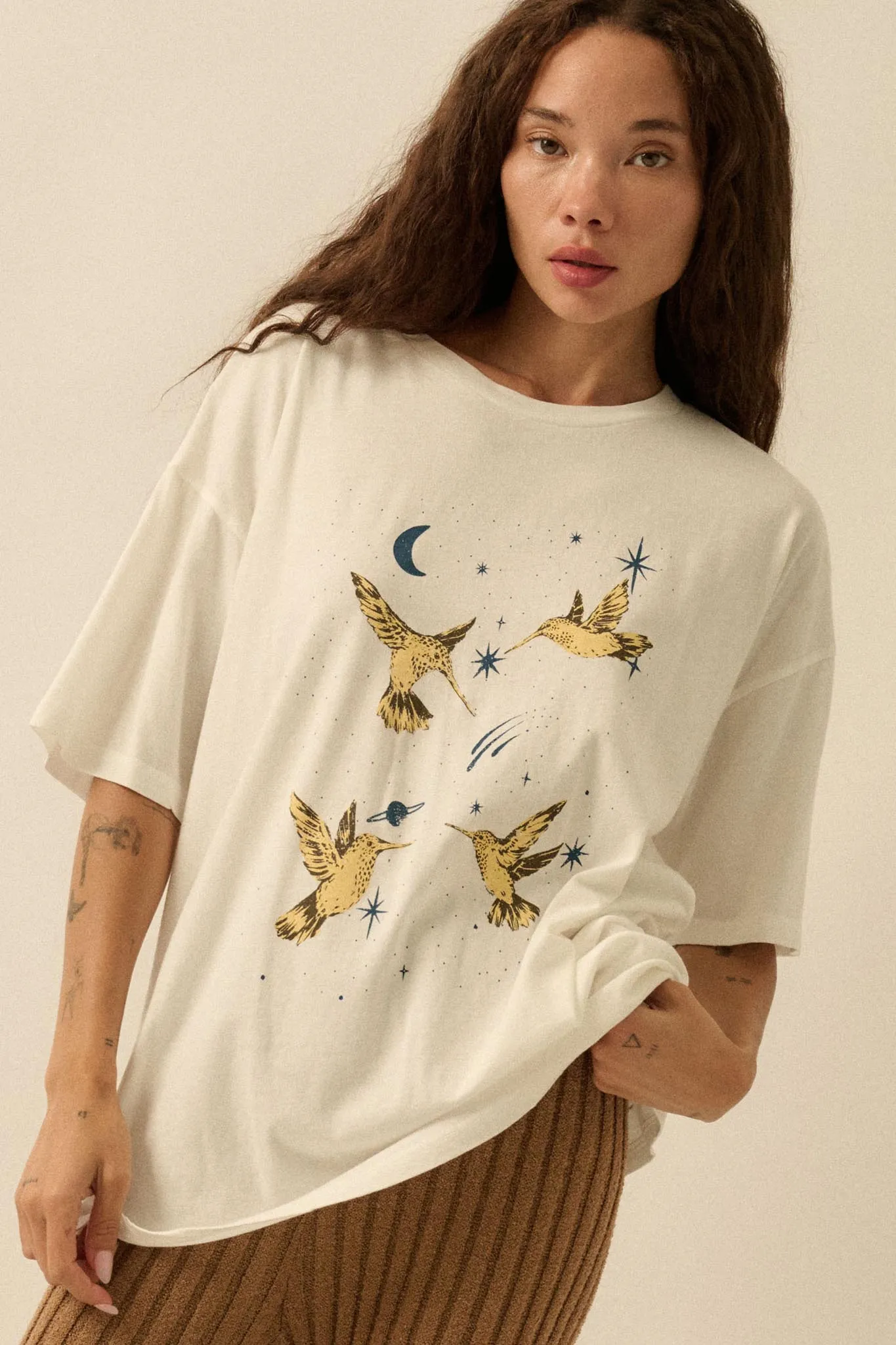 Heavenly Hummingbirds Oversize Graphic Tee sold by Promesa