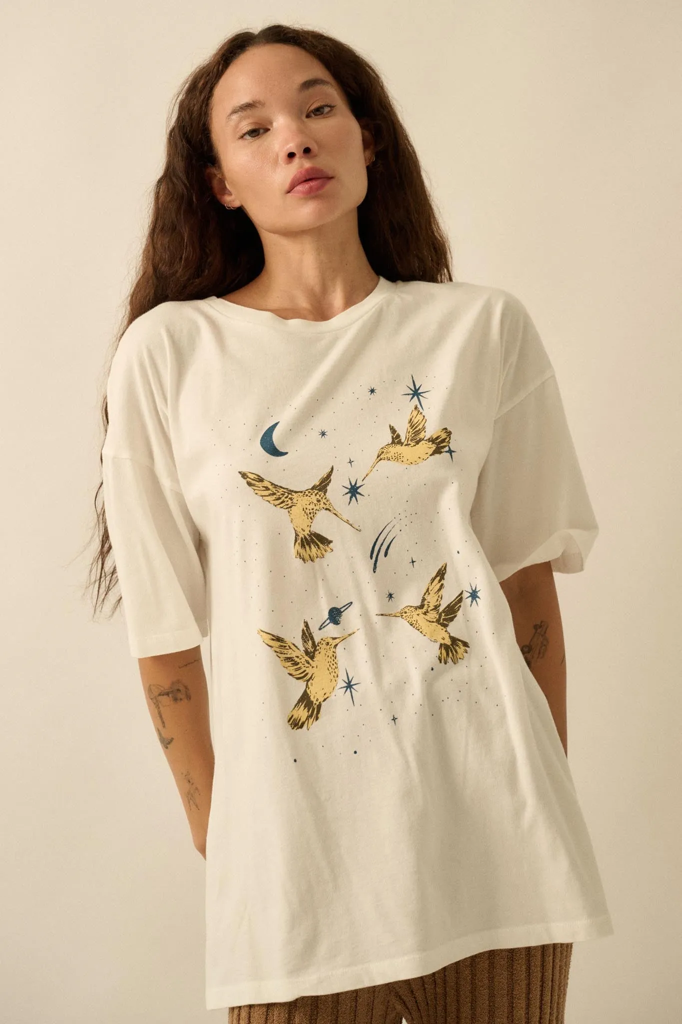 Heavenly Hummingbirds Oversize Graphic Tee sold by Promesa product image thumbnail 4