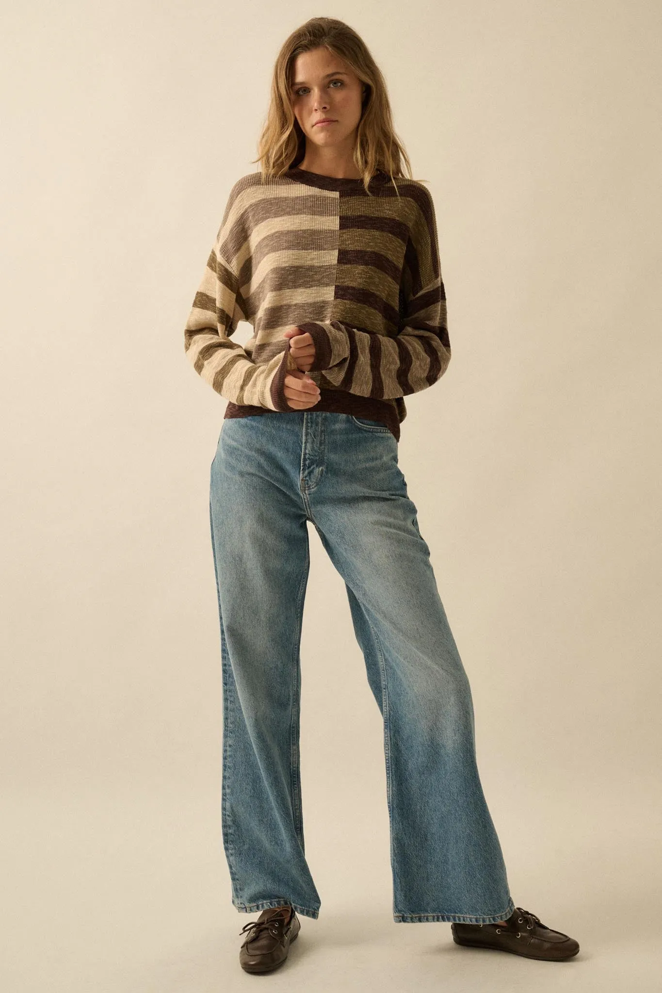 Double Feature Colorblock Striped Knit Sweater sold by Promesa product image thumbnail 5