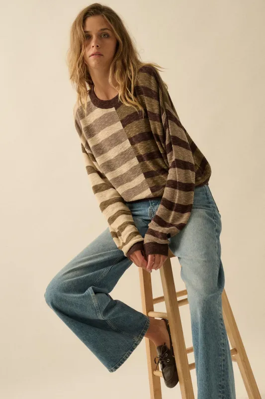 Double Feature Colorblock Striped Knit Sweater sold by Promesa
