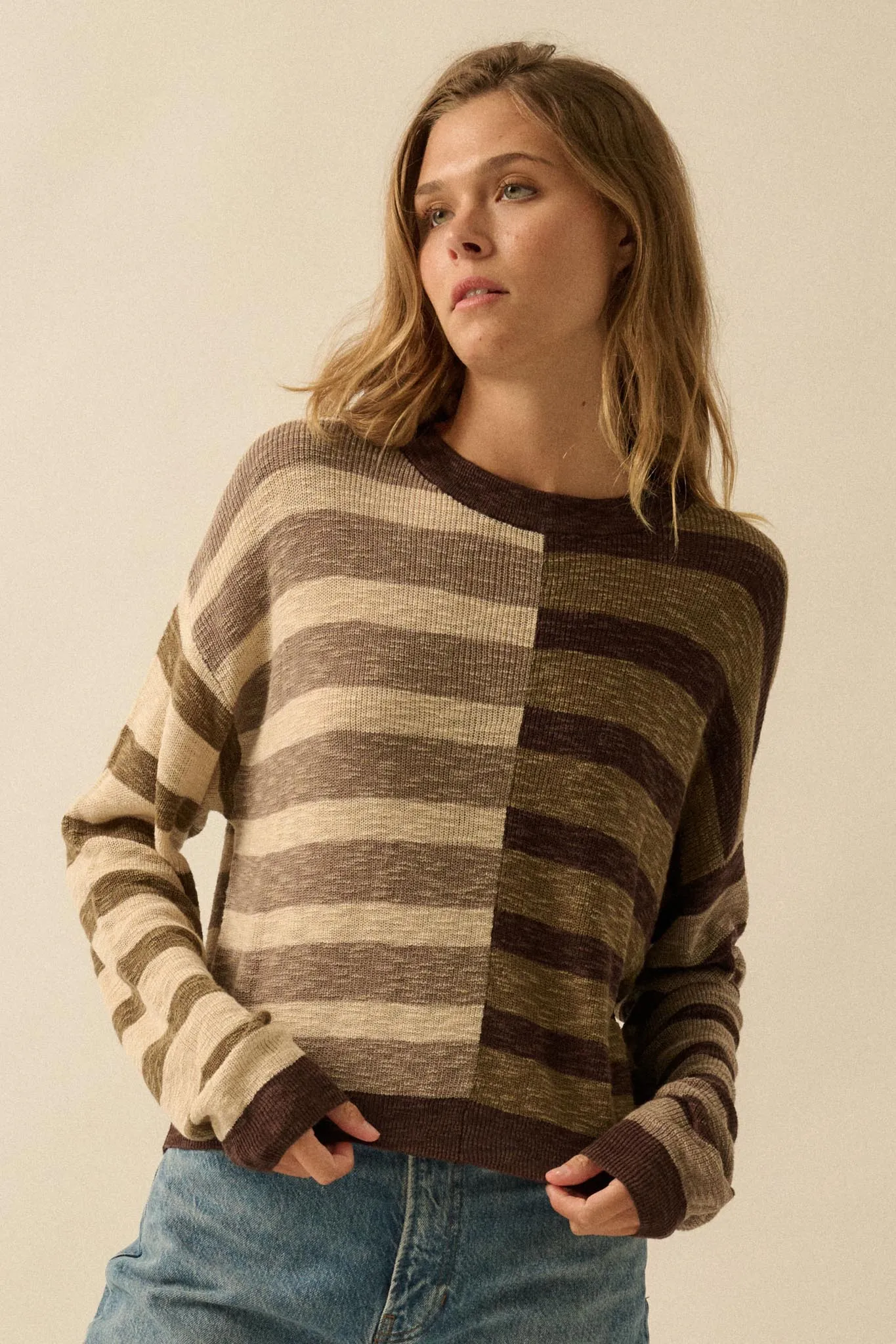 Double Feature Colorblock Striped Knit Sweater sold by Promesa product image thumbnail 3