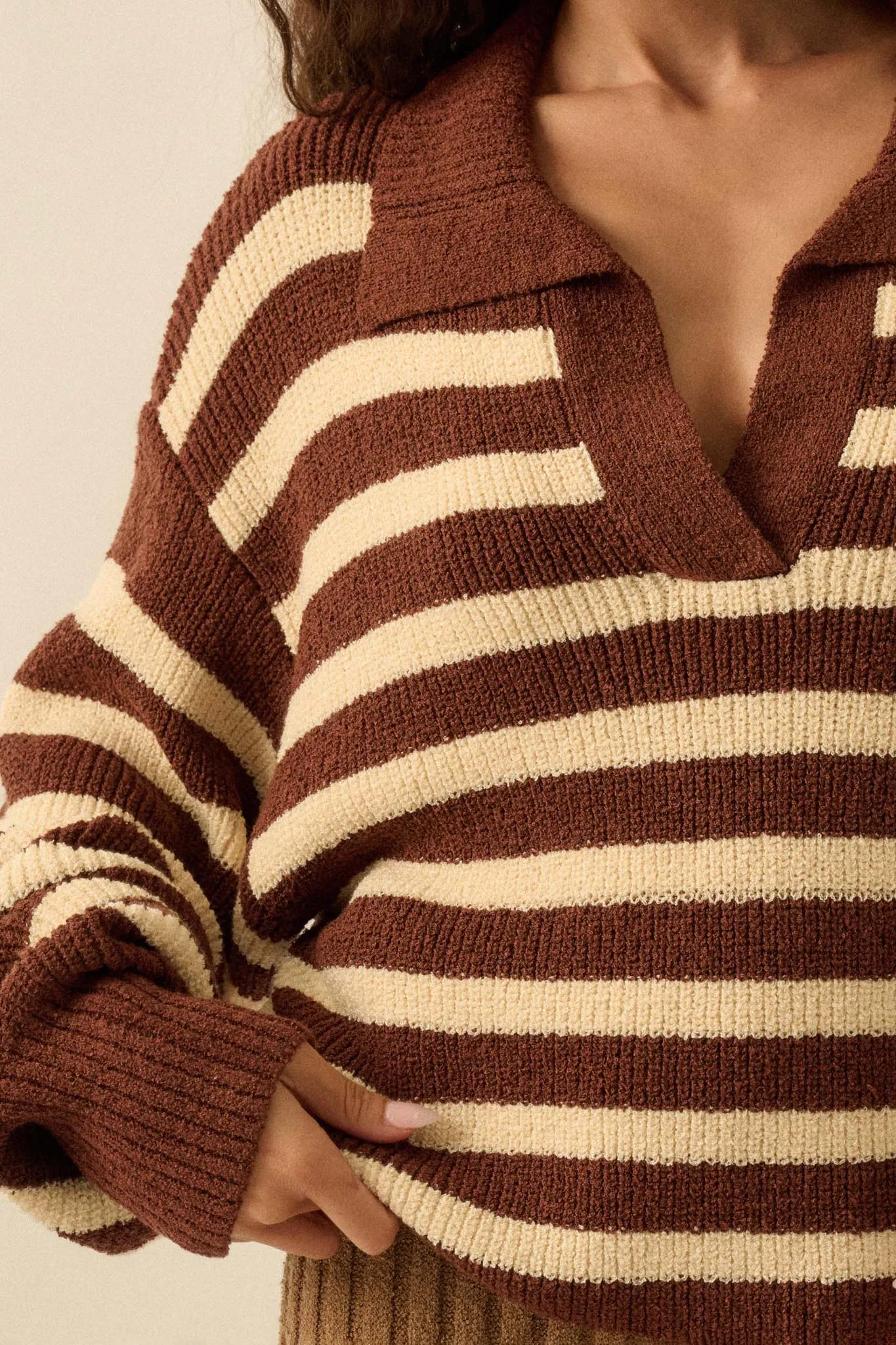 Promise the Label Striped Rib-Knit Collared Sweater sold by Promesa product image thumbnail 5