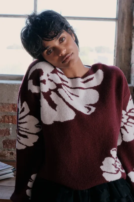Pleasant Petals Floral Jacquard-Knit Sweater sold by Promesa