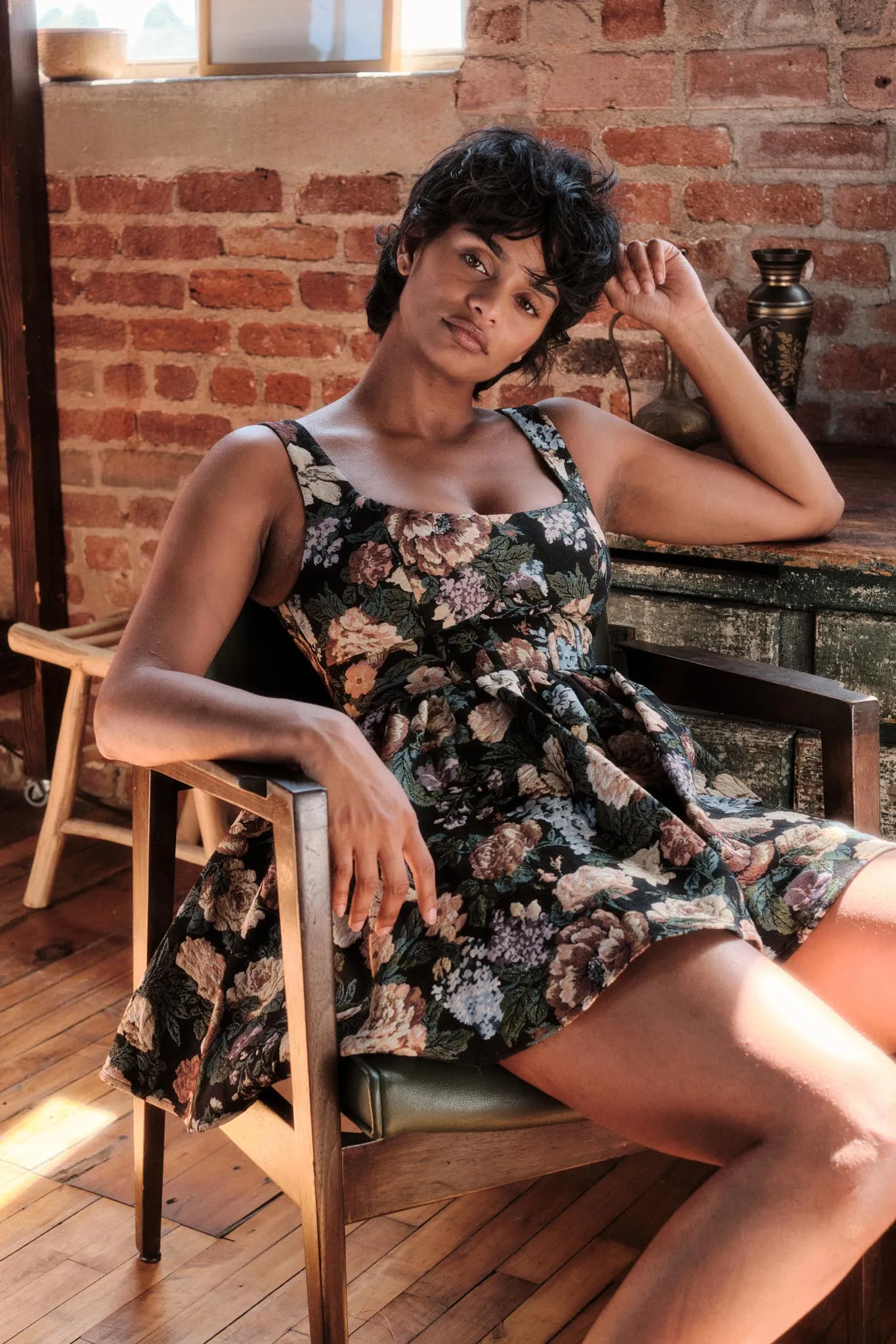 Weaving Blooms Floral Tapestry Corset Romper Dress sold by Promesa