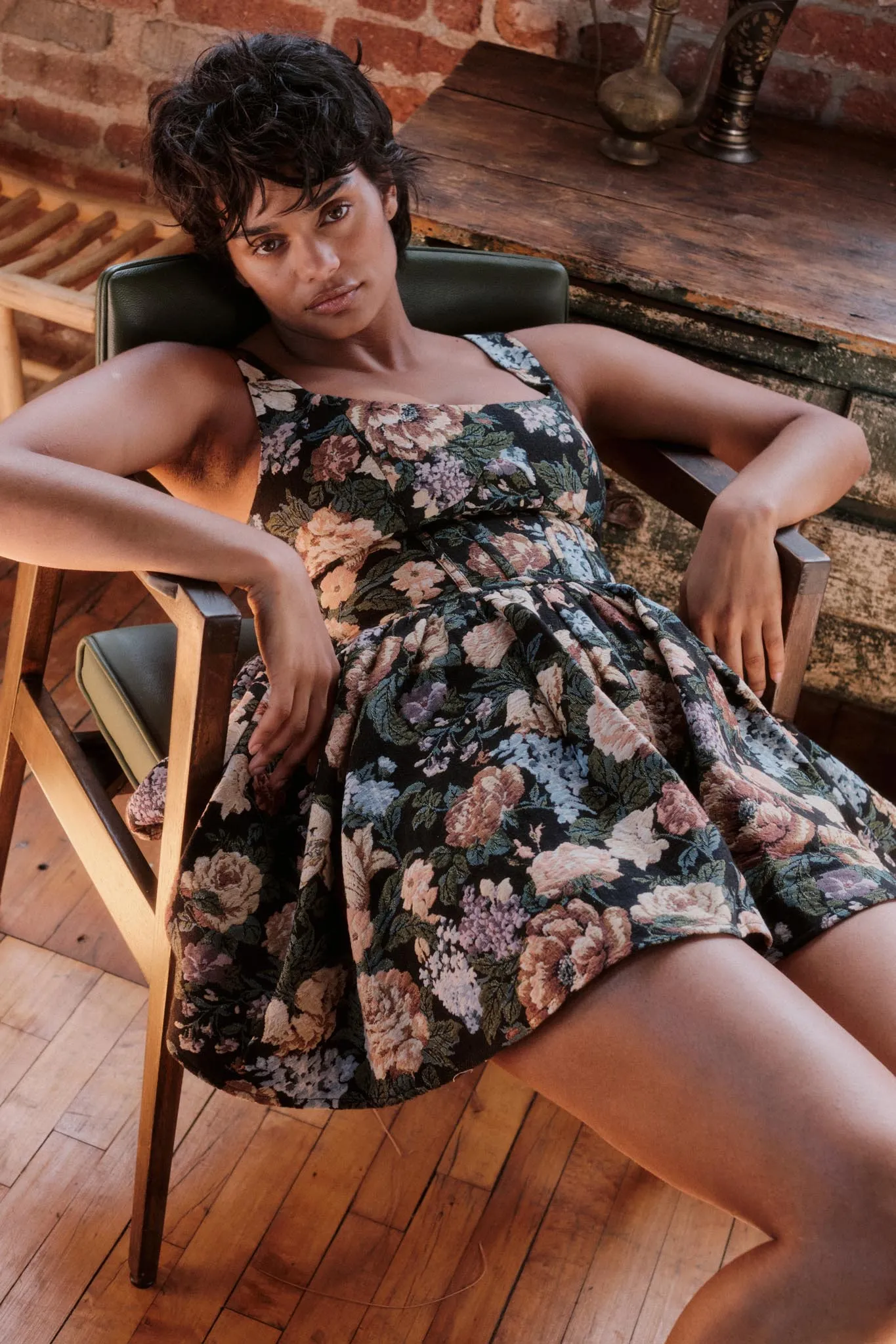 Weaving Blooms Floral Tapestry Corset Romper Dress sold by Promesa product image thumbnail 3