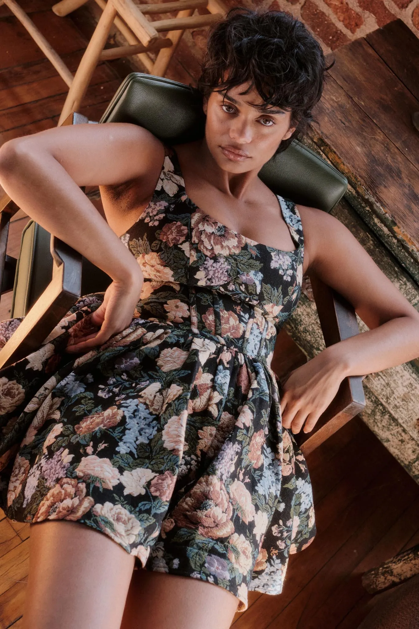 Weaving Blooms Floral Tapestry Corset Romper Dress sold by Promesa product image thumbnail 2