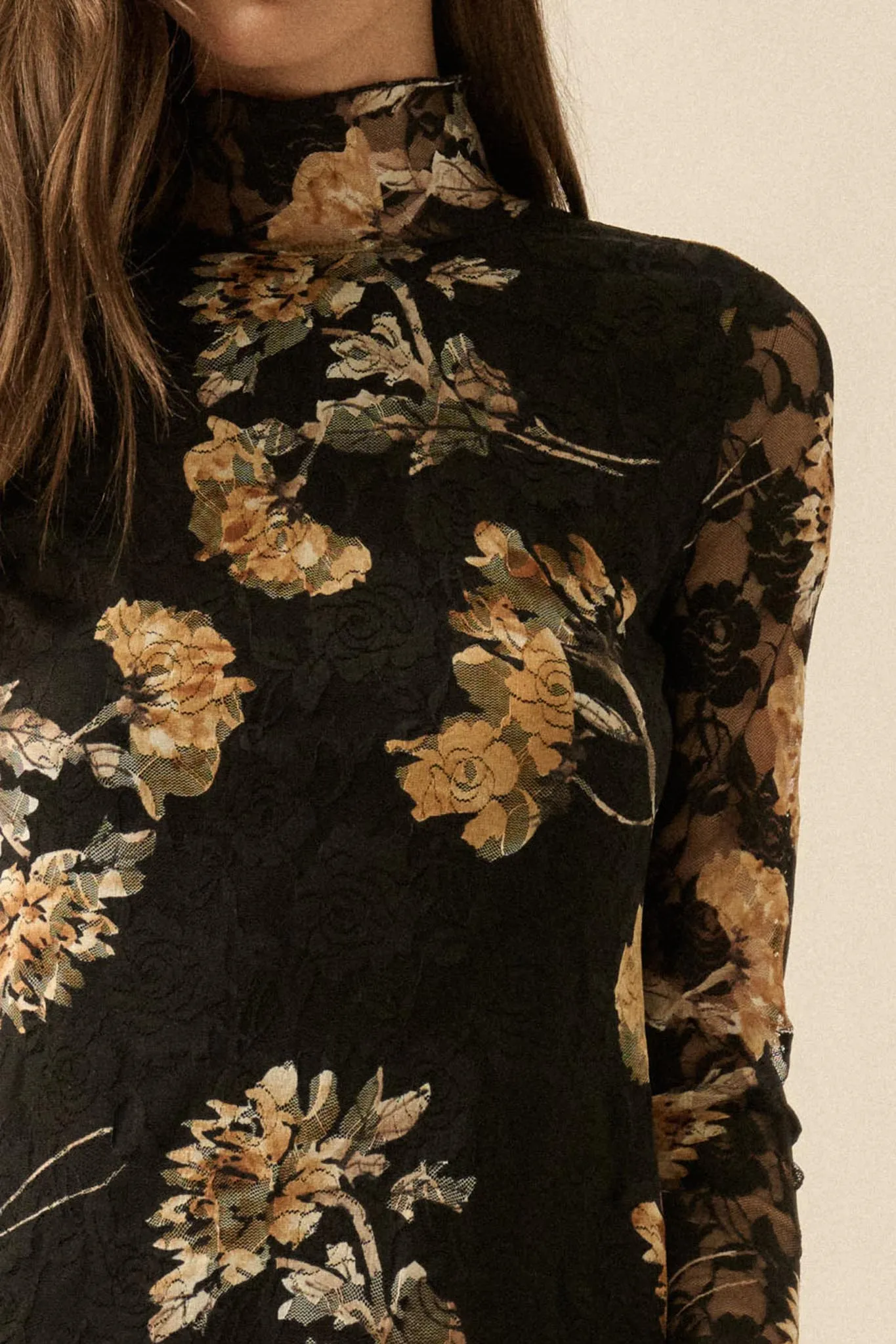 Blooming Memories Printed Floral Lace Midi Dress sold by Promesa product image thumbnail 4