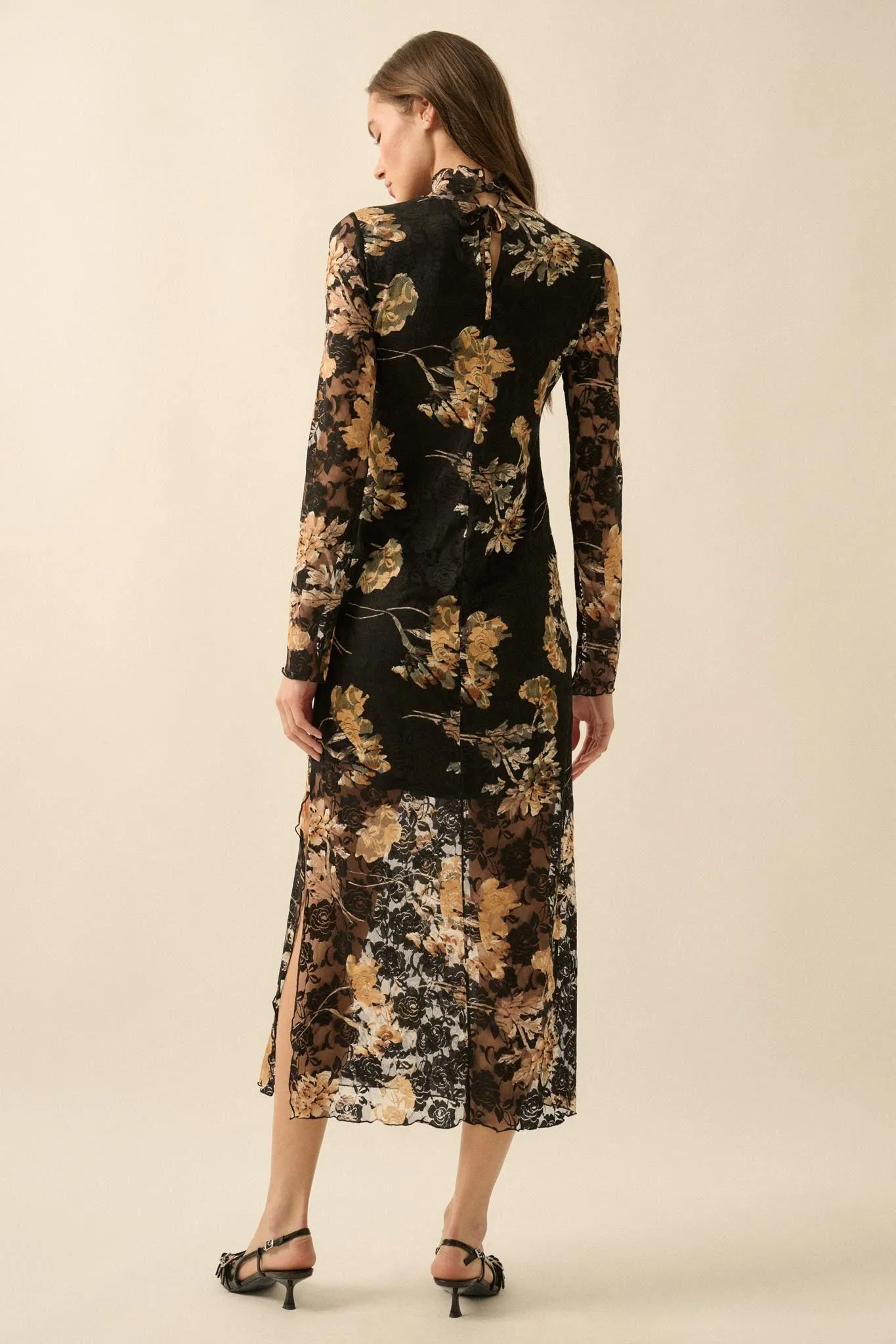 Blooming Memories Printed Floral Lace Midi Dress sold by Promesa product image thumbnail 2