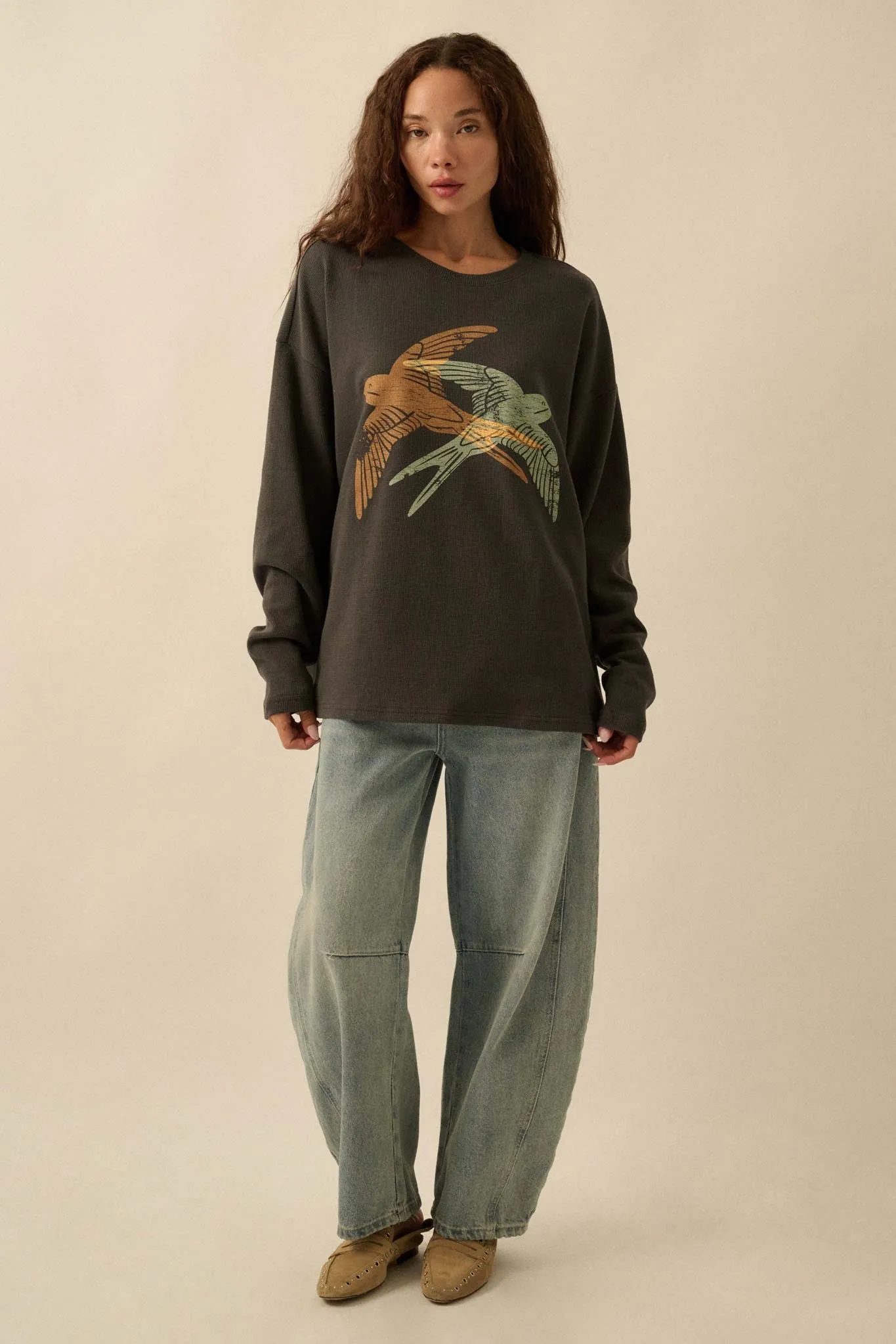 Birds of a Feather Oversize Thermal Graphic Top sold by Promesa product image thumbnail 3