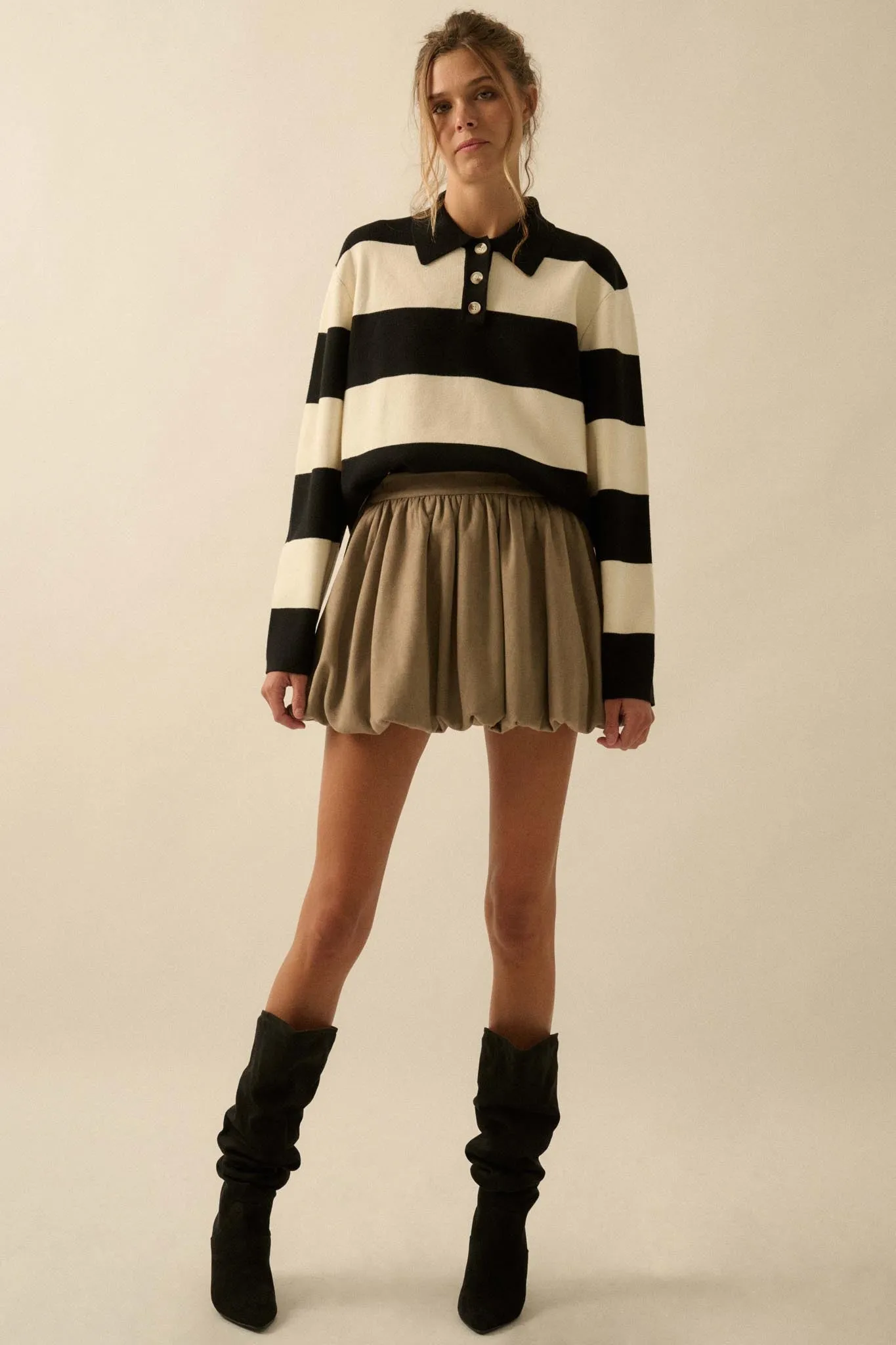 Soft Focus Vegan Suede Bubble Mini Skirt sold by Promesa