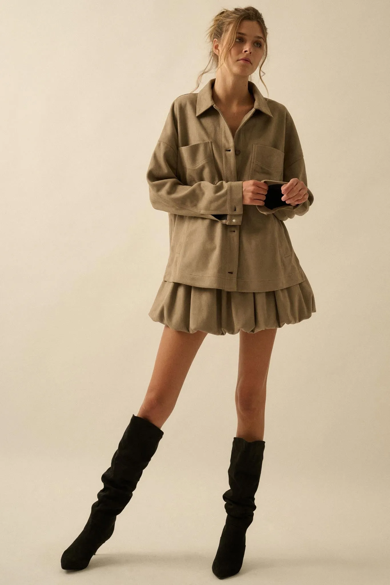 Soft Focus Vegan Suede Bubble Mini Skirt sold by Promesa product image thumbnail 4