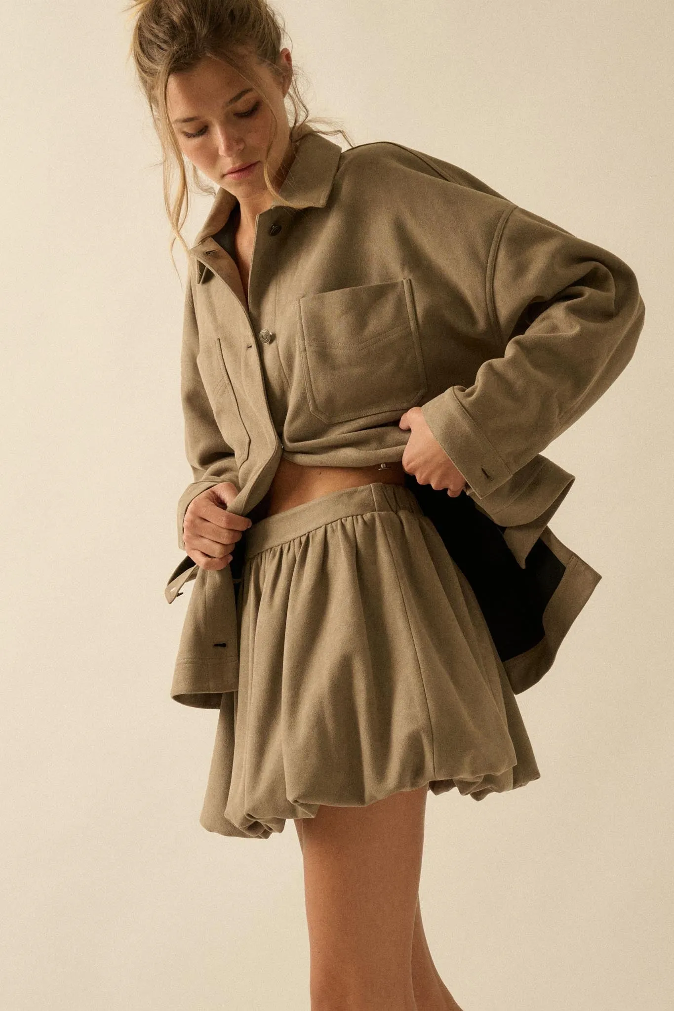 Soft Focus Vegan Suede Bubble Mini Skirt sold by Promesa product image thumbnail 5