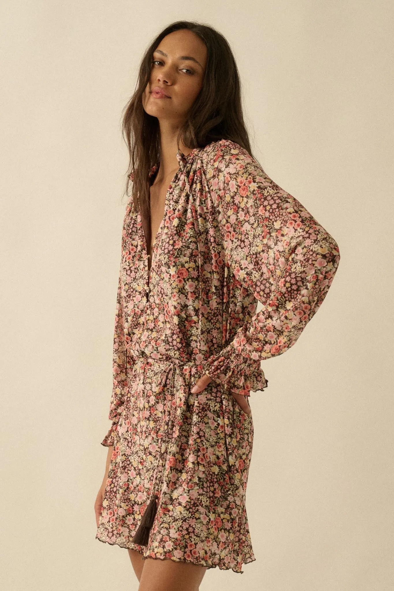 Picking Wildflowers Floral Mesh Belted Romper sold by Promesa product image thumbnail 5