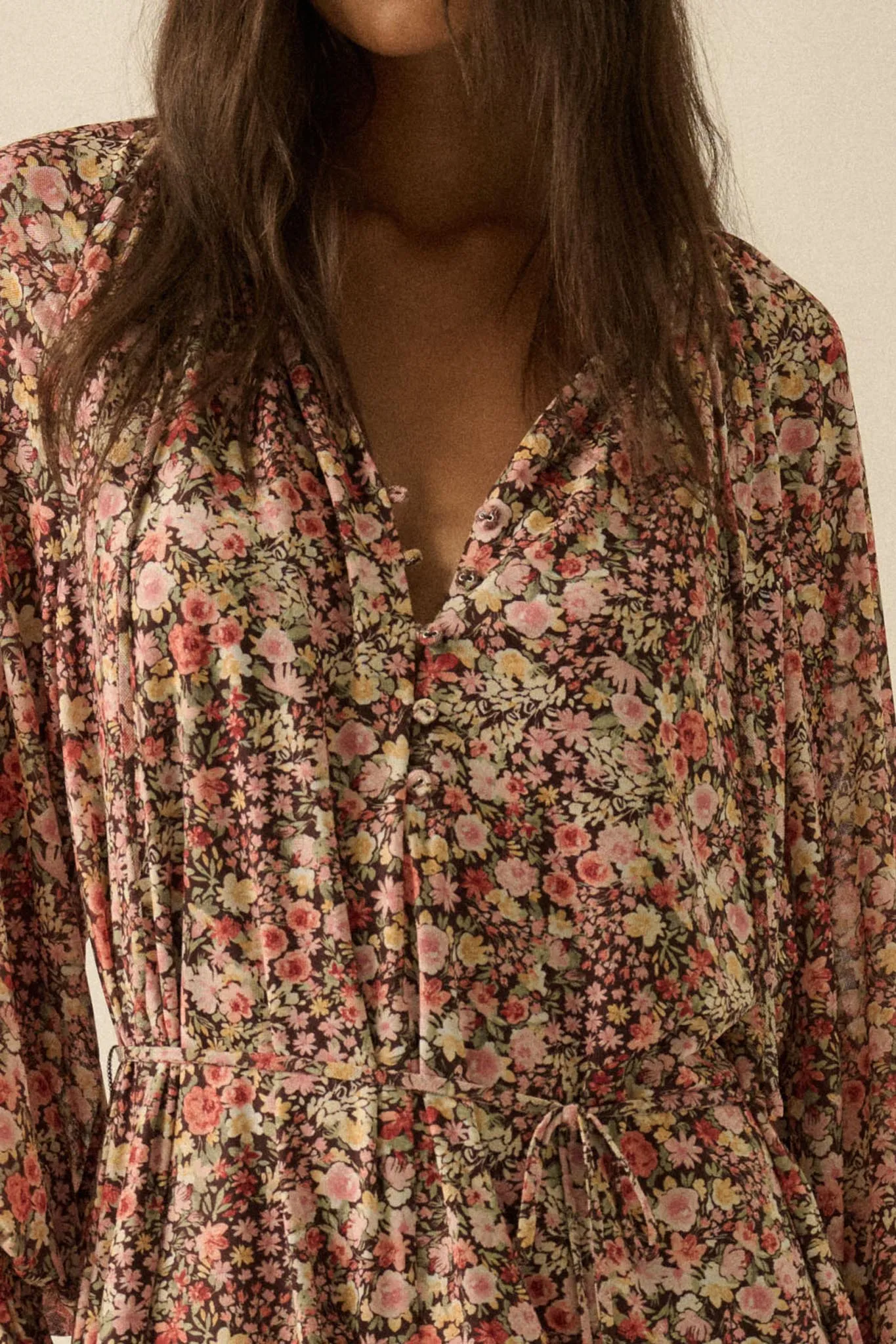 Picking Wildflowers Floral Mesh Belted Romper sold by Promesa product image thumbnail 2