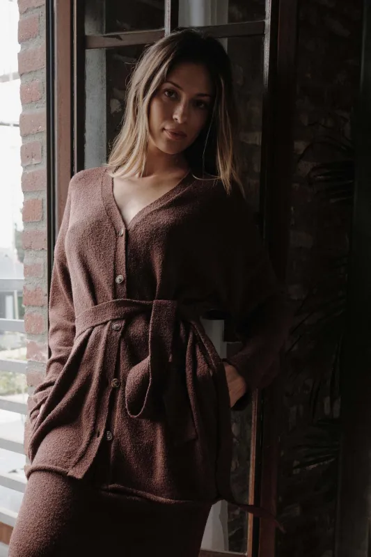 Promise the Label Belted Button-Front Cardigan sold by Promesa