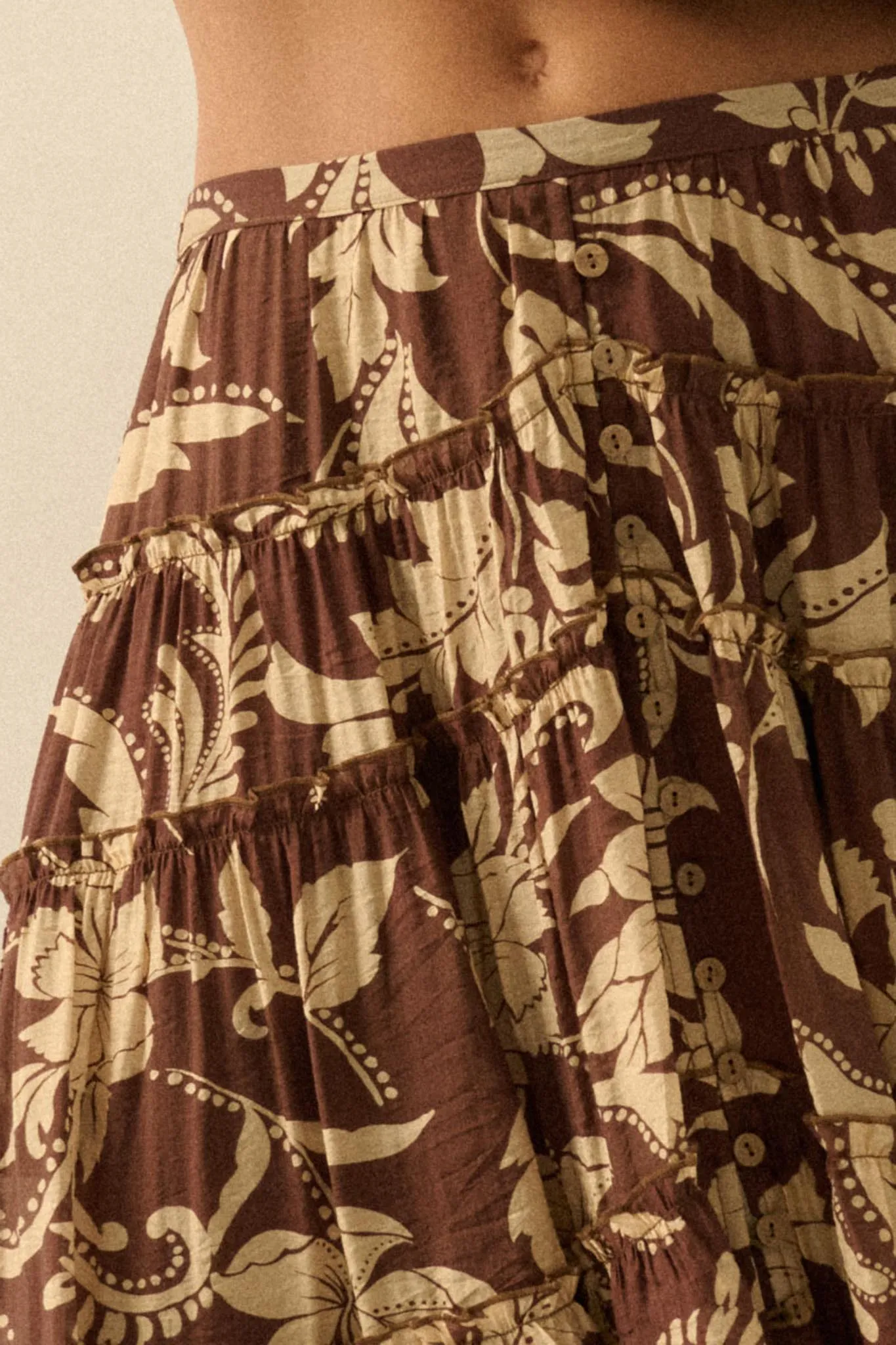 Bohemian Bouquet Floral Chiffon Tiered Maxi Skirt sold by Promesa product image thumbnail 3