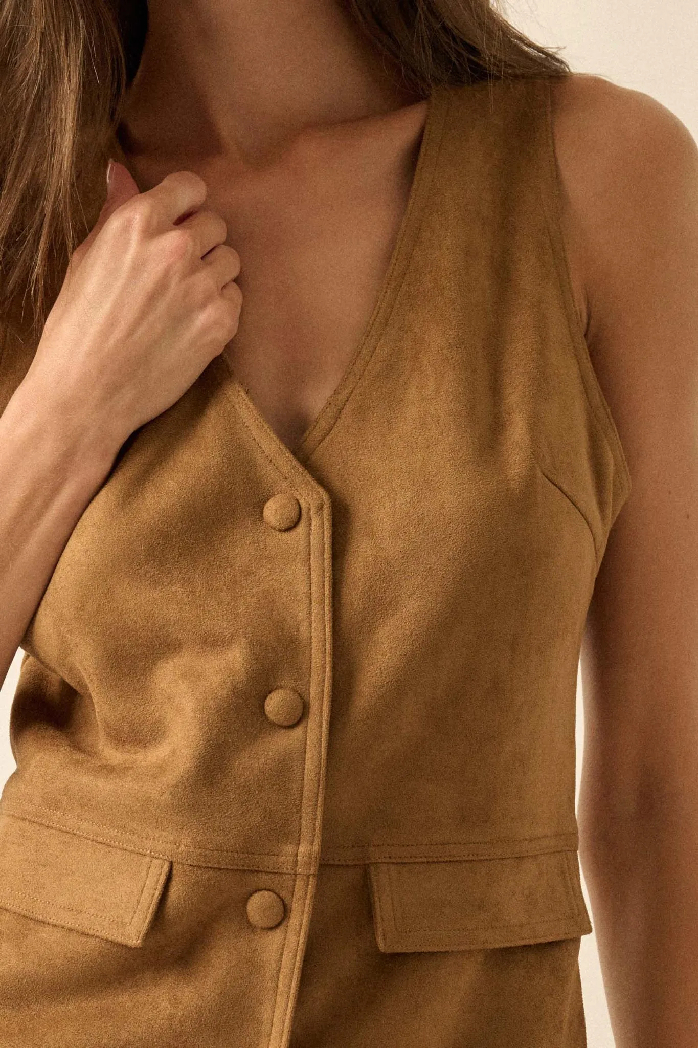 Days Like This Vegan Suede Sleeveless Vest Romper sold by Promesa product image thumbnail 3