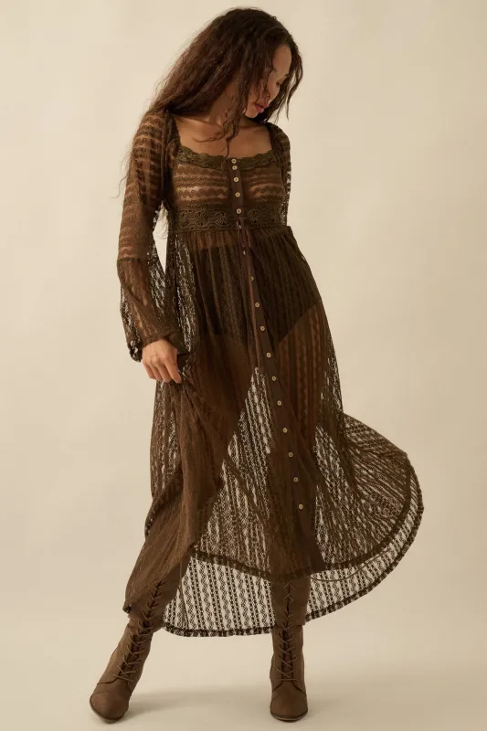 Wishful Dreaming Sheer Lace Layering Midi Dress made by Promesa