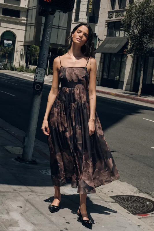 Decadent Blooms Floral Organza Midi Dress sold by Promesa