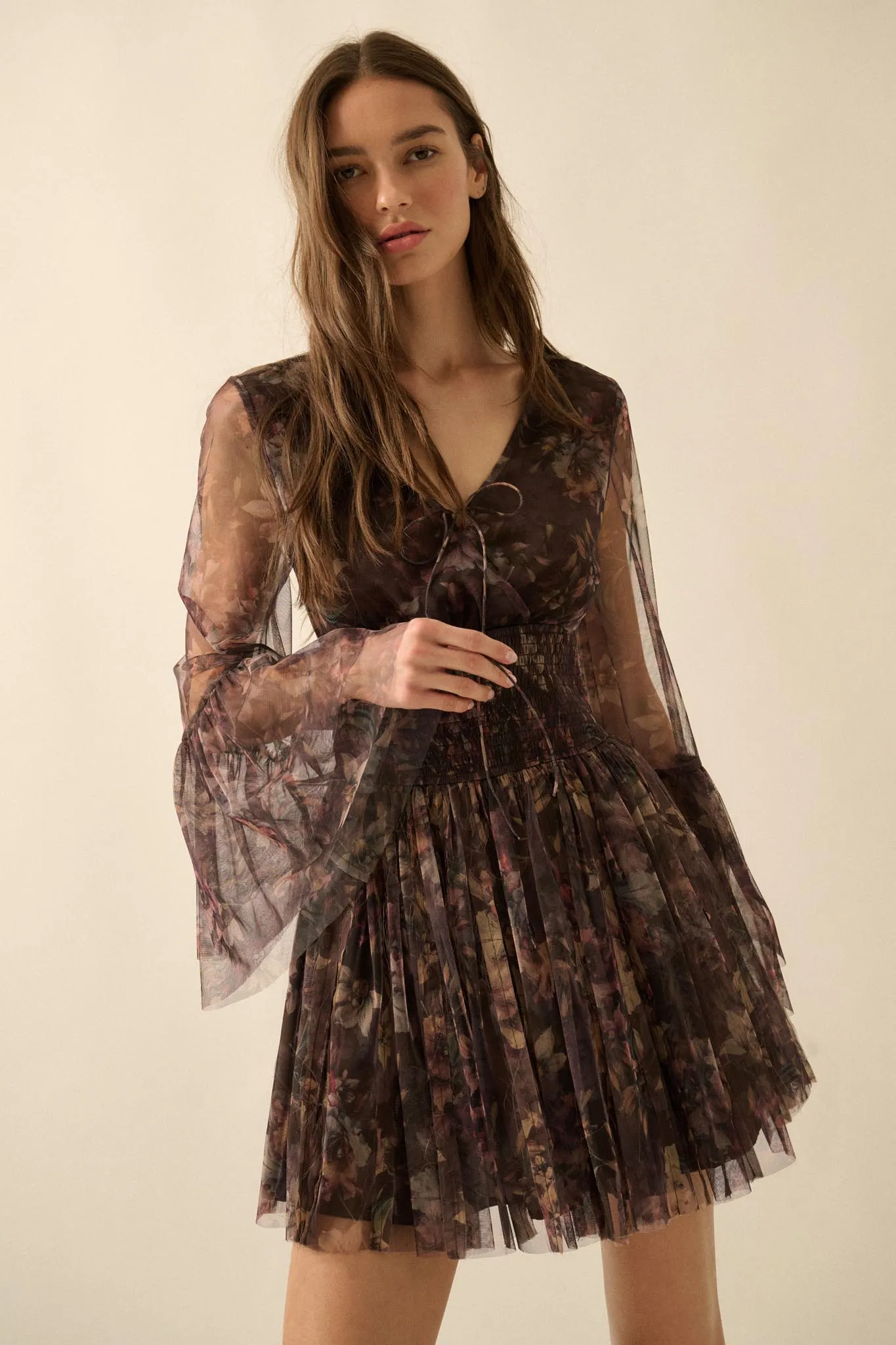 Pure Bliss Layered Floral Tulle Pleated Mini Dress sold by Promesa product image thumbnail 5