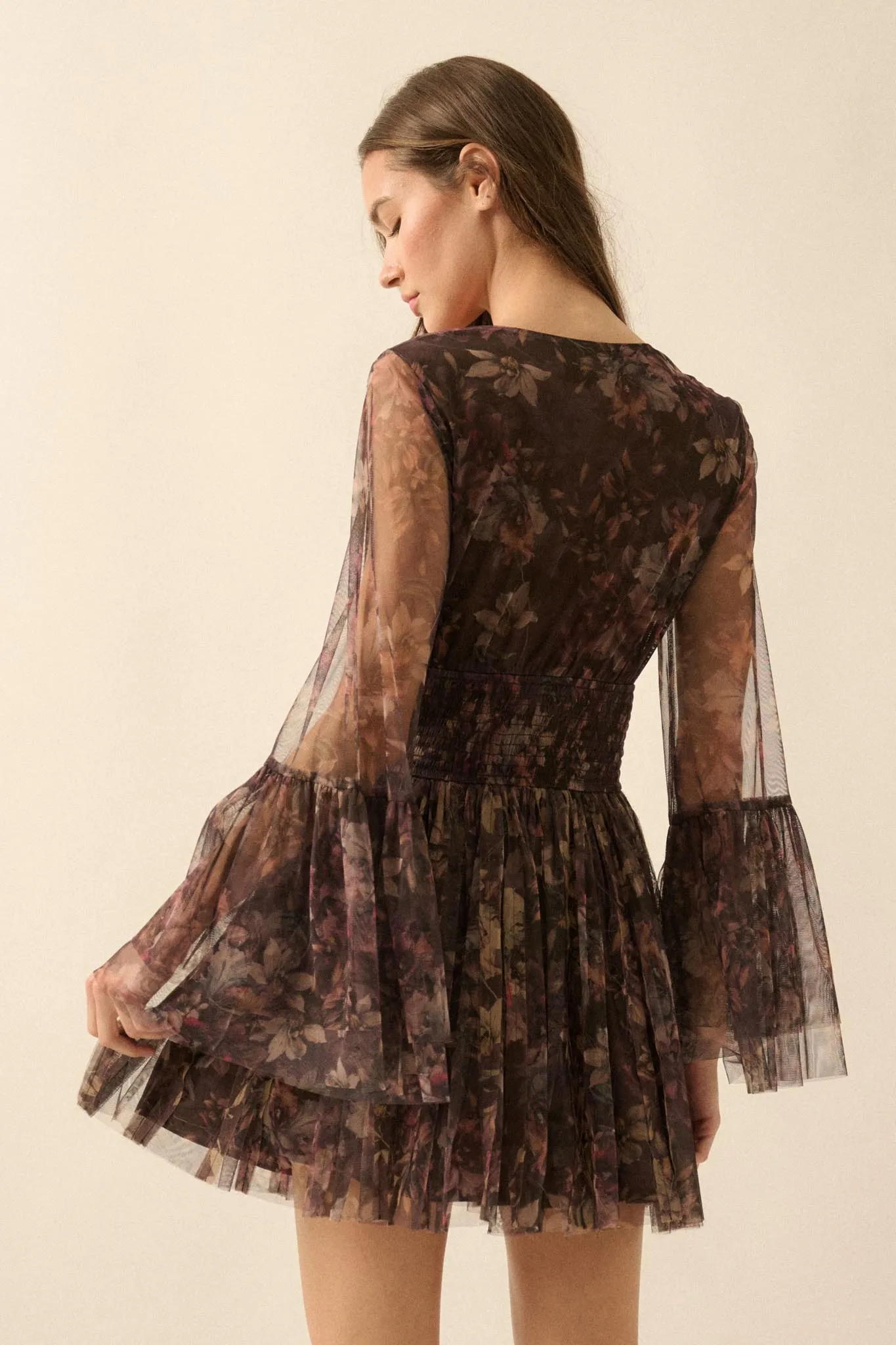 Pure Bliss Layered Floral Tulle Pleated Mini Dress sold by Promesa product image thumbnail 2