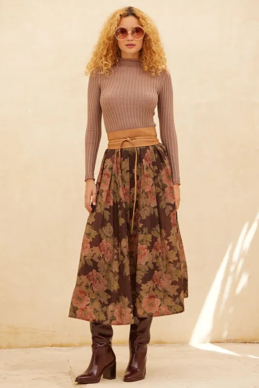 Blooming Tranquility Pleated Floral Midi Skirt made by Promesa