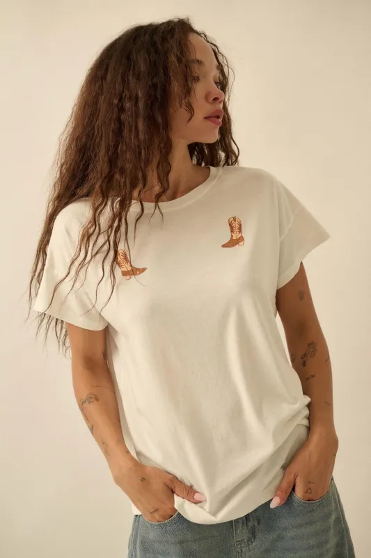 Boot Scootin' Cowboy Boot Chest-Print Graphic Tee sold by Promesa