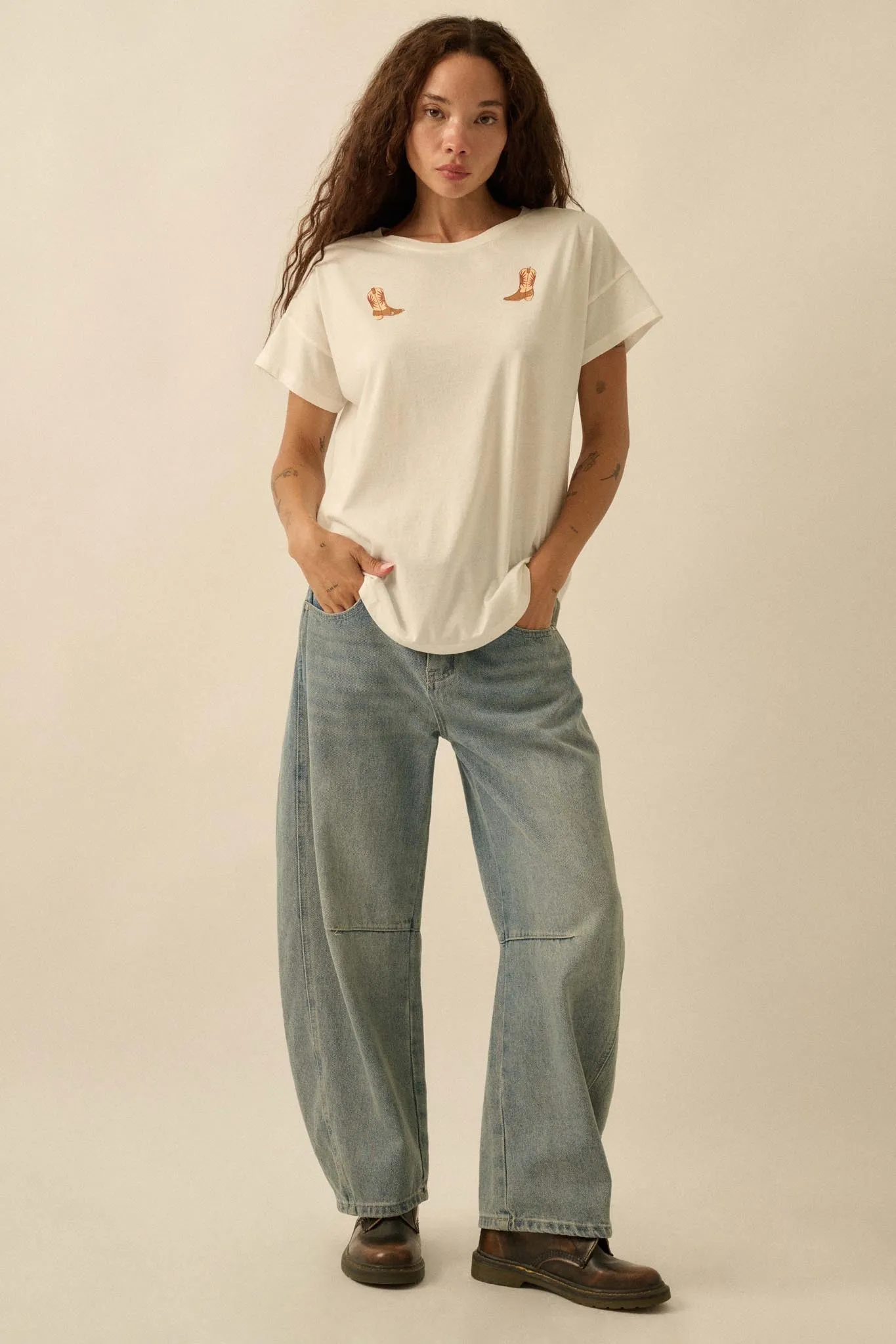 Boot Scootin' Cowboy Boot Chest-Print Graphic Tee sold by Promesa product image thumbnail 3