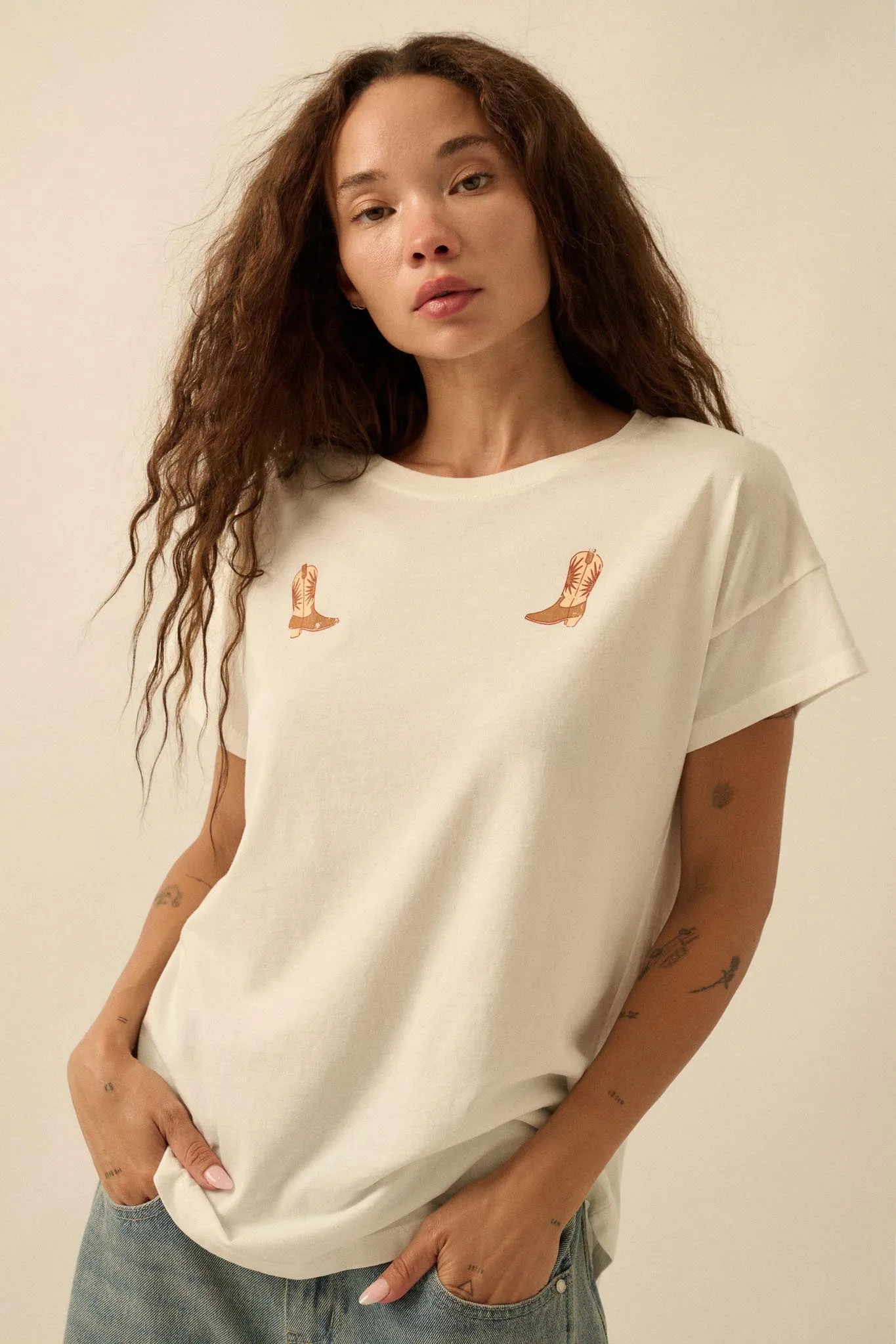 Boot Scootin' Cowboy Boot Chest-Print Graphic Tee sold by Promesa product image thumbnail 4