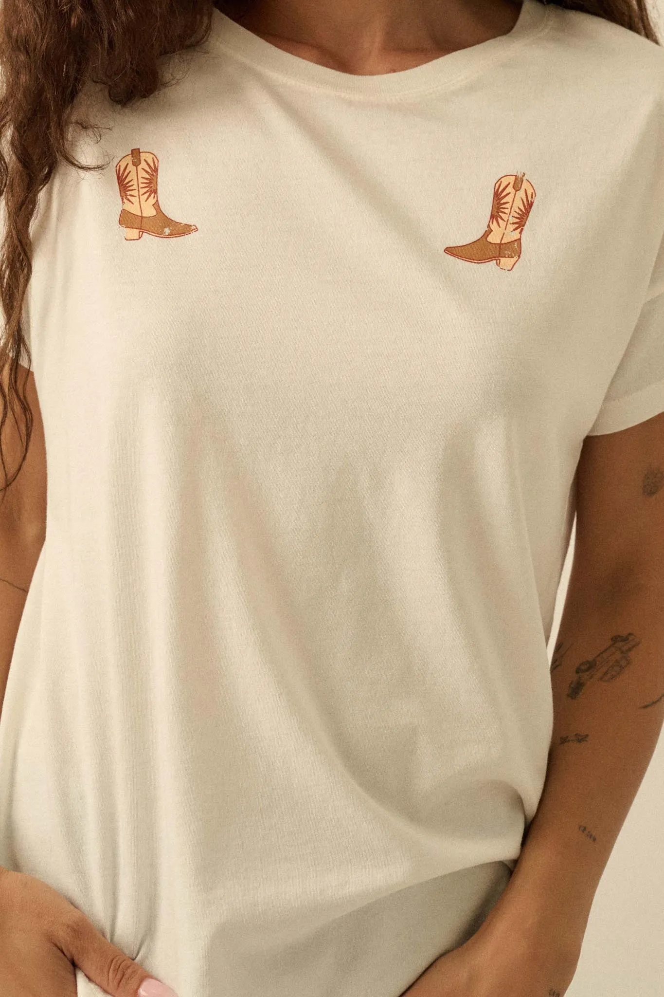 Boot Scootin' Cowboy Boot Chest-Print Graphic Tee sold by Promesa product image thumbnail 2