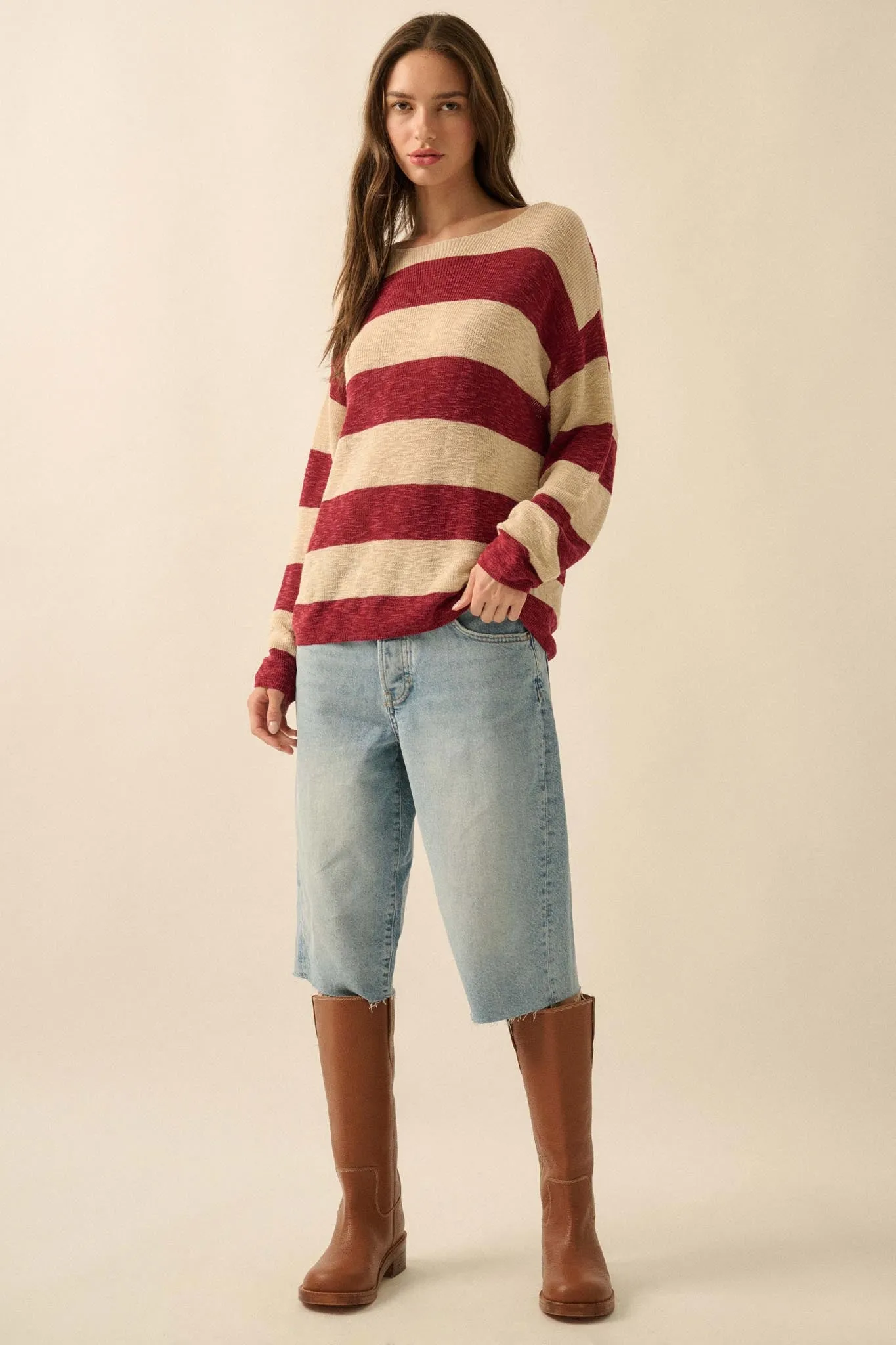 Stripe Zone Striped Slub-Knit Sweater sold by Promesa product image thumbnail 3