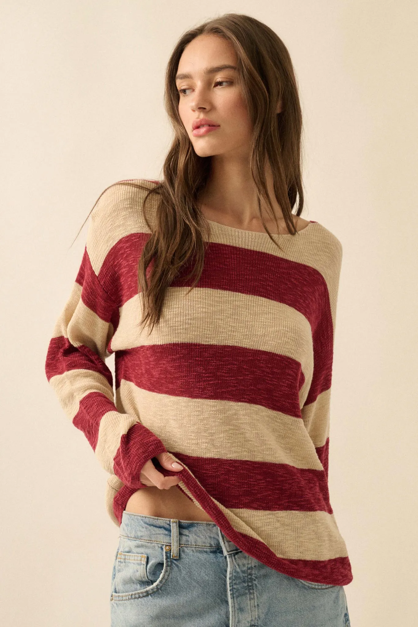 Stripe Zone Striped Slub-Knit Sweater sold by Promesa product image thumbnail 5
