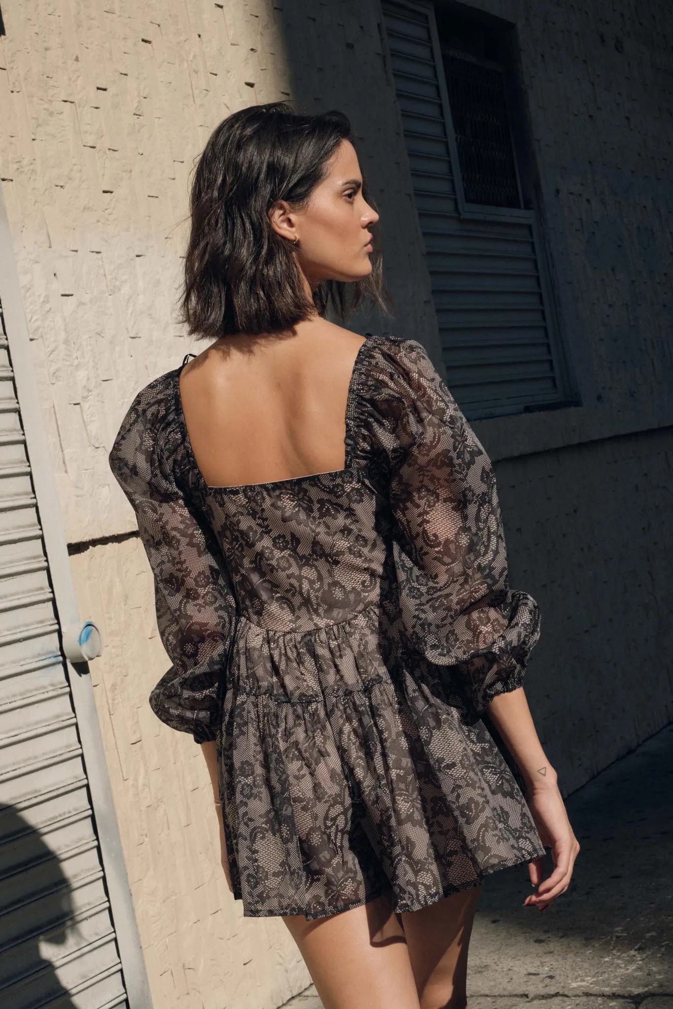 Enchanted Evening Lace-Print Organza Romper Dress sold by Promesa product image thumbnail 3
