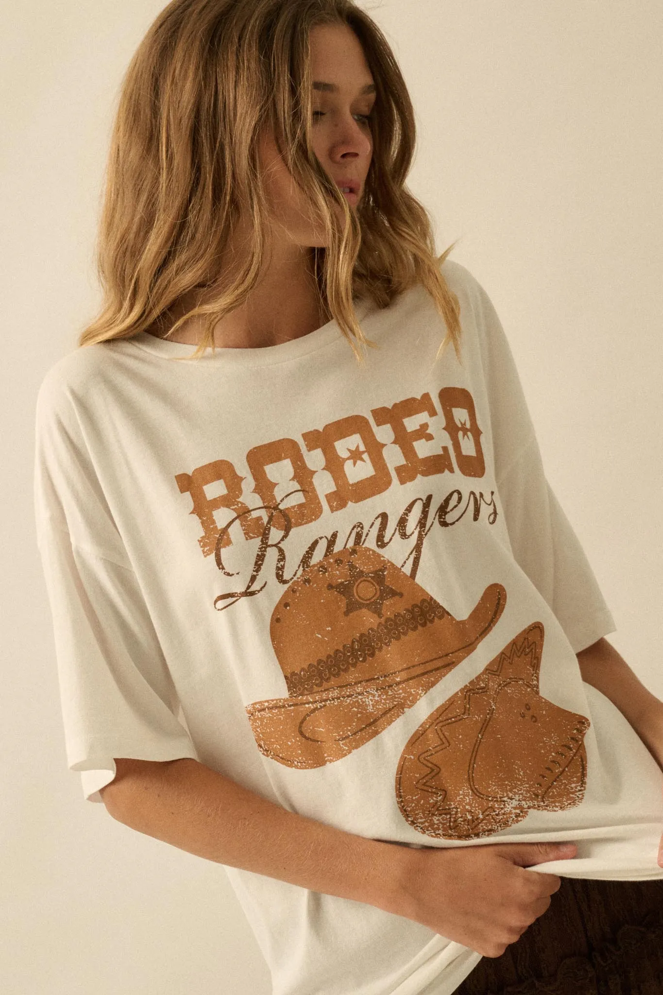 Rodeo Rangers Garment-Wash Oversize Graphic Tee sold by Promesa