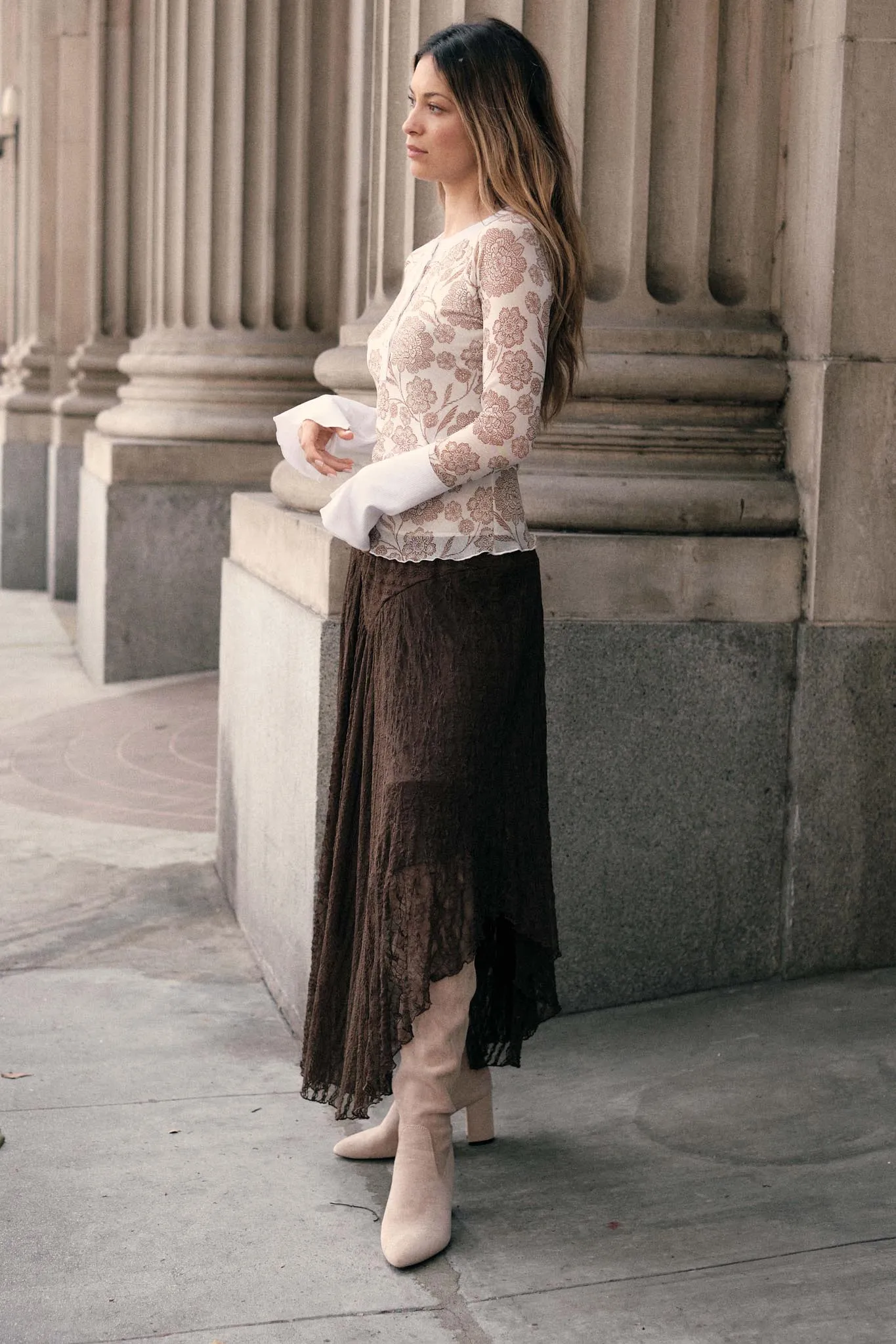 Just Divine Lace Drop-Waist Handkerchief Midi Skirt sold by Promesa product image thumbnail 5