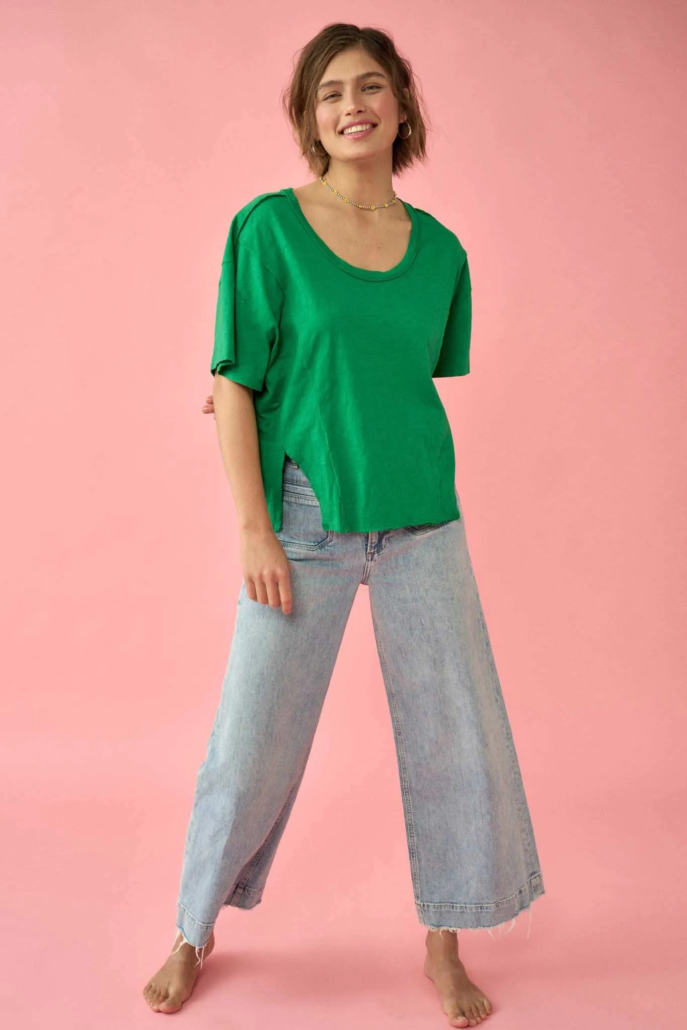 Easy Fit Vintage-Wash Slub Cotton Split-Hem Tee sold by Promesa product image thumbnail 5
