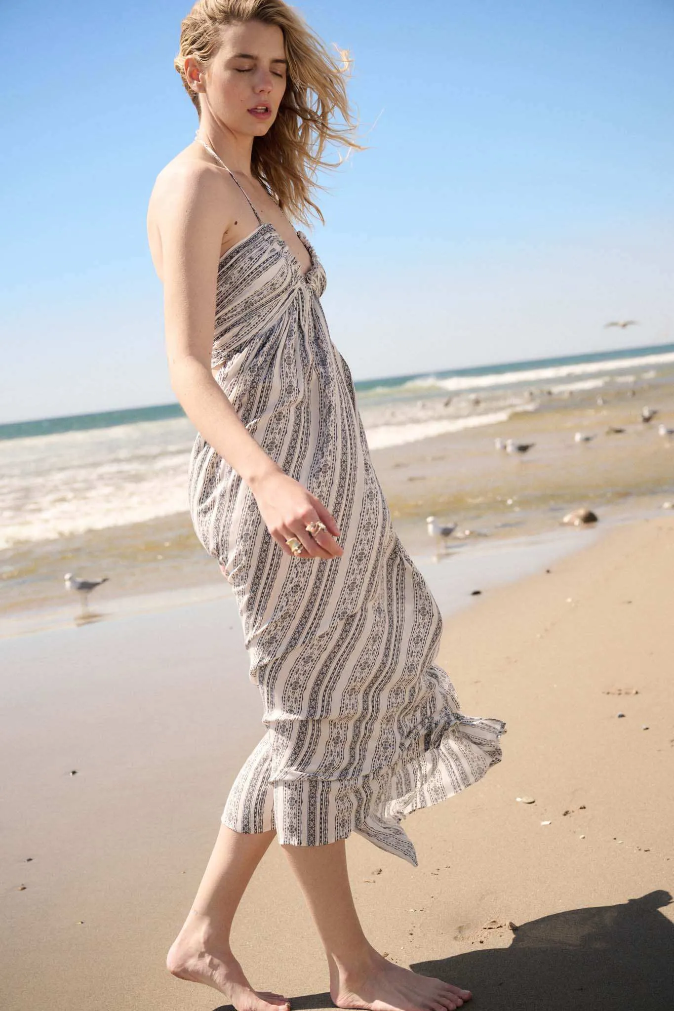 Well Traveled Geo-Print Striped Halter Maxi Dress sold by Promesa product image thumbnail 3