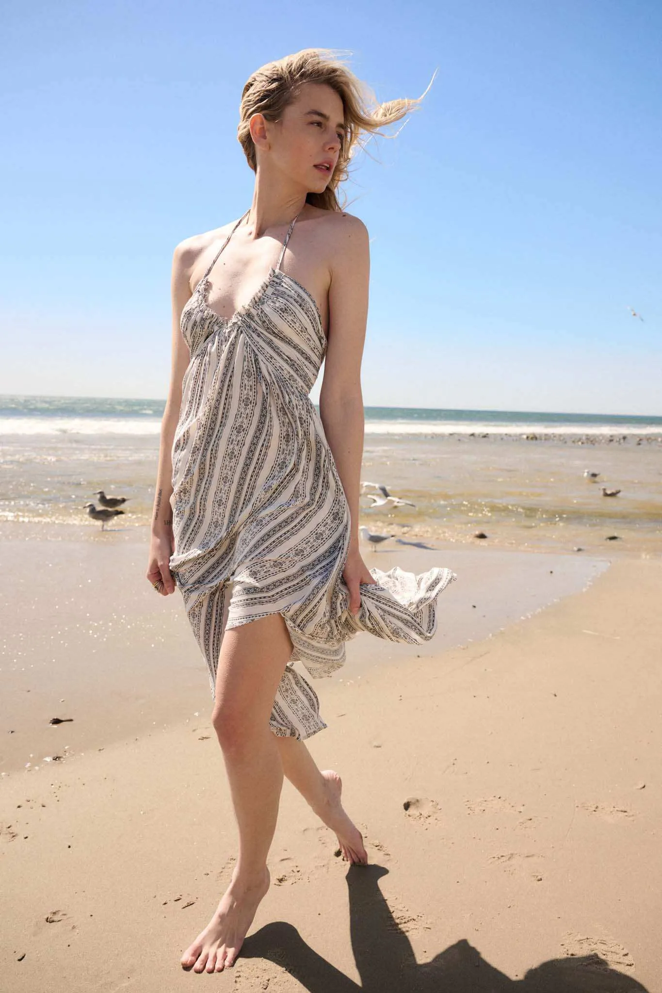 Well Traveled Geo-Print Striped Halter Maxi Dress sold by Promesa product image thumbnail 2