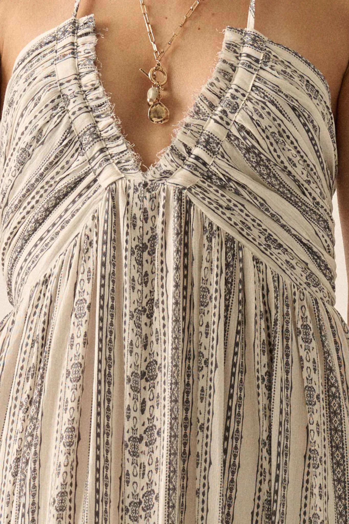 Well Traveled Geo-Print Striped Halter Maxi Dress sold by Promesa product image thumbnail 5