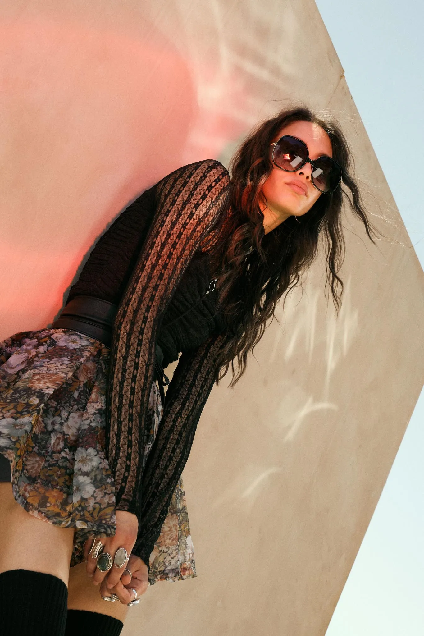Belle Amour Ruched Striped Lace Mock-Neck Bodysuit sold by Promesa product image thumbnail 3